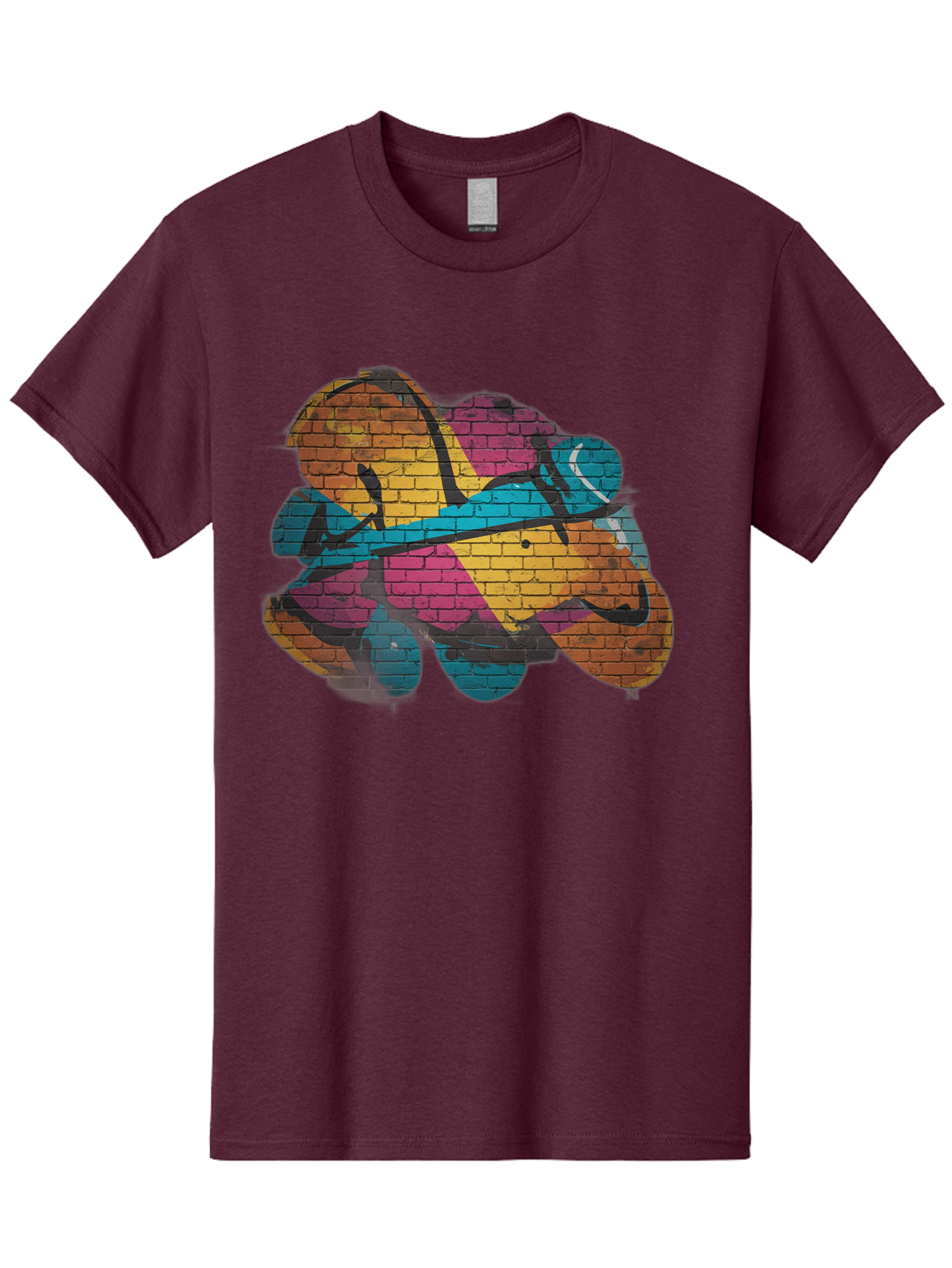 Colorful-Graffiti Men'S Graphic Tee, 100% Cotton, Comfortable Casual Summer Wear, Machine Washable, Graffiti Art, Street Art, Urban Design, Shamrock, Four-Leaf Clover, Colorful Mural, Vibrant Colors, Brick Texture, Symbolic Representation Bac884 15