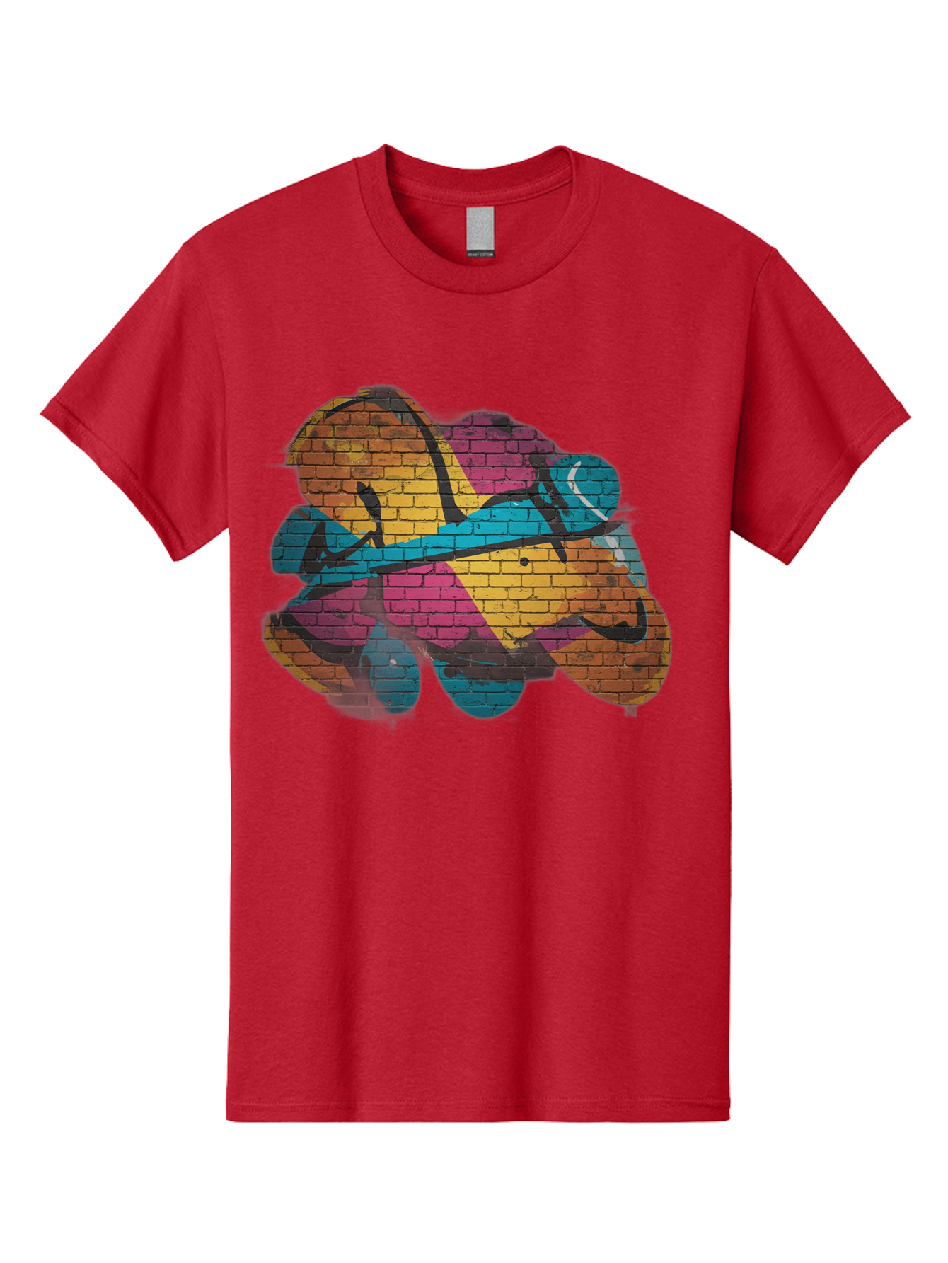 Colorful-Graffiti Men'S Graphic Tee, 100% Cotton, Comfortable Casual Summer Wear, Machine Washable, Graffiti Art, Street Art, Urban Design, Shamrock, Four-Leaf Clover, Colorful Mural, Vibrant Colors, Brick Texture, Symbolic Representation Bac884 12