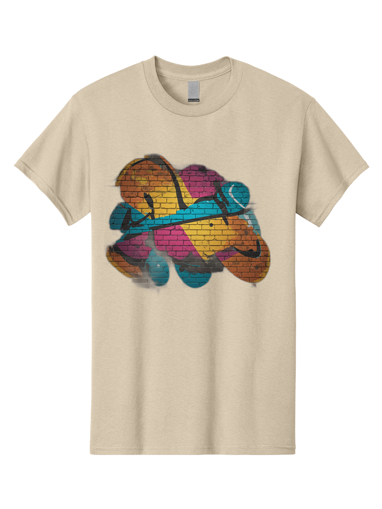 Colorful-Graffiti Men'S Graphic Tee, 100% Cotton, Comfortable Casual Summer Wear, Machine Washable, Graffiti Art, Street Art, Urban Design, Shamrock, Four-Leaf Clover, Colorful Mural, Vibrant Colors, Brick Texture, Symbolic Representation Bac884 14