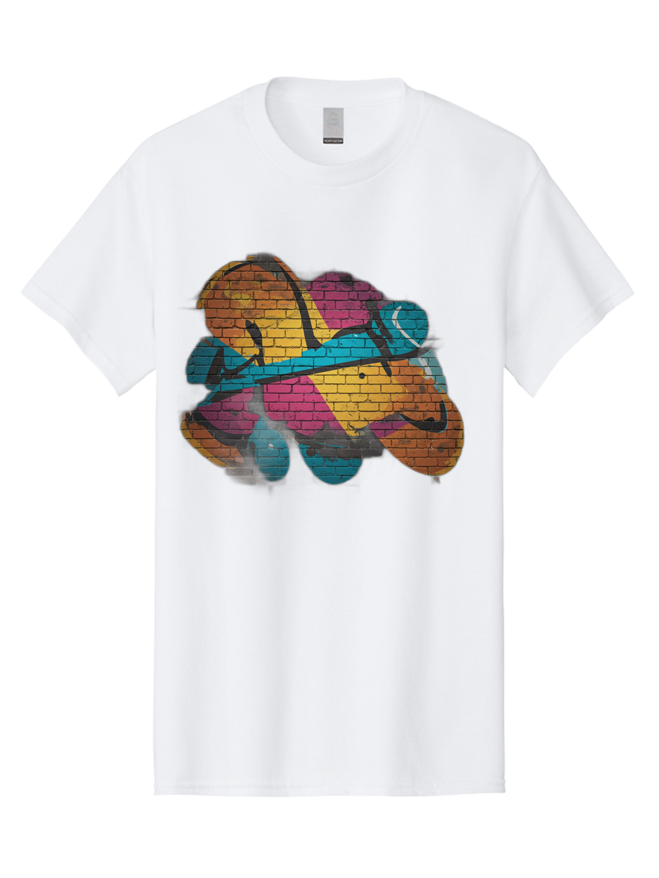 Colorful-Graffiti Men'S Graphic Tee, 100% Cotton, Comfortable Casual Summer Wear, Machine Washable, Graffiti Art, Street Art, Urban Design, Shamrock, Four-Leaf Clover, Colorful Mural, Vibrant Colors, Brick Texture, Symbolic Representation Bac884 10