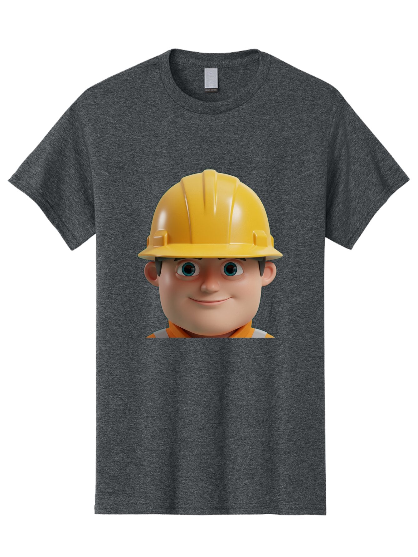 Construction-Worker-2 Men'S Graphic Tee, 100% Cotton, Comfortable Casual Summer Wear, Machine Washable, Cartoon Builder, Construction Worker, Yellow Hard Hat, Safety Helmet, Construction Site, Building Industry, Worker Safety, Bac893 3