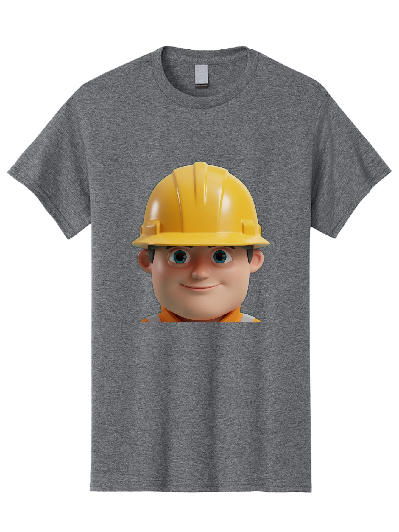 Construction-Worker-2 Men'S Graphic Tee, 100% Cotton, Comfortable Casual Summer Wear, Machine Washable, Cartoon Builder, Construction Worker, Yellow Hard Hat, Safety Helmet, Construction Site, Building Industry, Worker Safety, Bac893 11