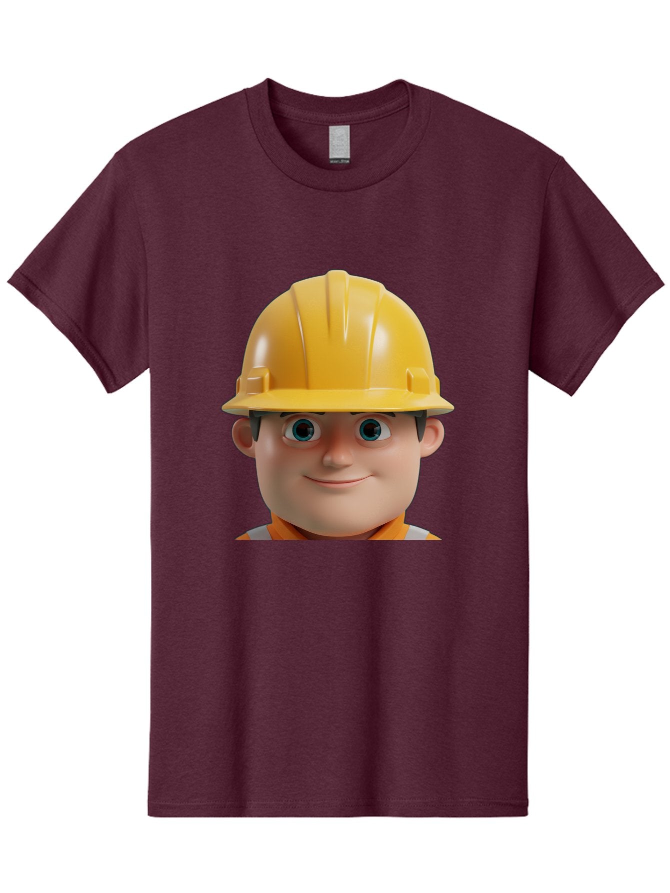 Construction-Worker-2 Men'S Graphic Tee, 100% Cotton, Comfortable Casual Summer Wear, Machine Washable, Cartoon Builder, Construction Worker, Yellow Hard Hat, Safety Helmet, Construction Site, Building Industry, Worker Safety, Bac893 4