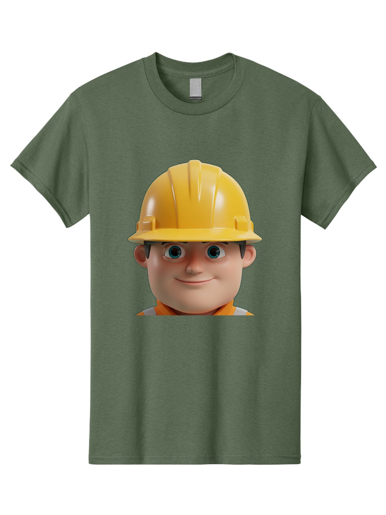 Construction-Worker-2 Men'S Graphic Tee, 100% Cotton, Comfortable Casual Summer Wear, Machine Washable, Cartoon Builder, Construction Worker, Yellow Hard Hat, Safety Helmet, Construction Site, Building Industry, Worker Safety, Bac893 12