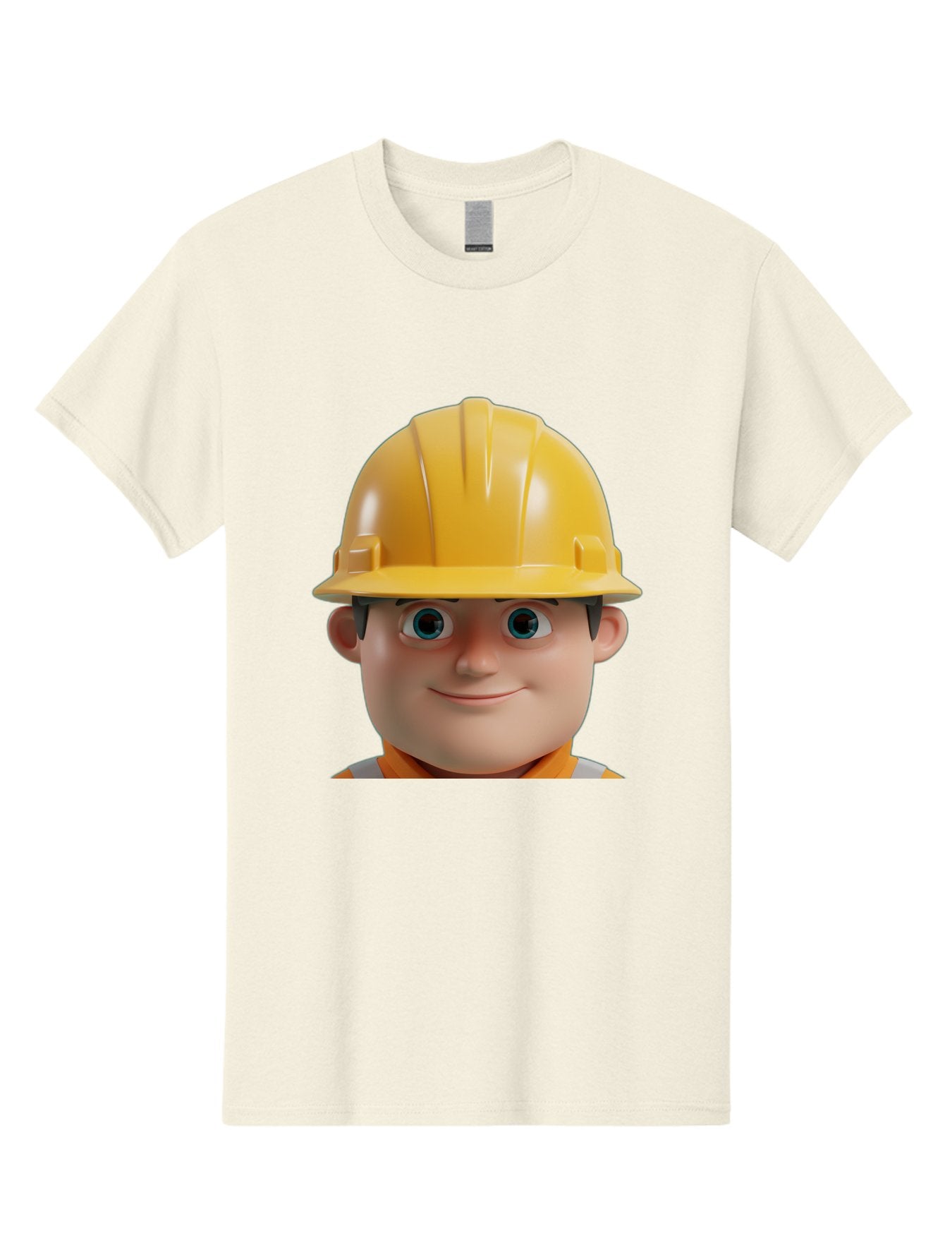 Construction-Worker-2 Men'S Graphic Tee, 100% Cotton, Comfortable Casual Summer Wear, Machine Washable, Cartoon Builder, Construction Worker, Yellow Hard Hat, Safety Helmet, Construction Site, Building Industry, Worker Safety, Bac893 13