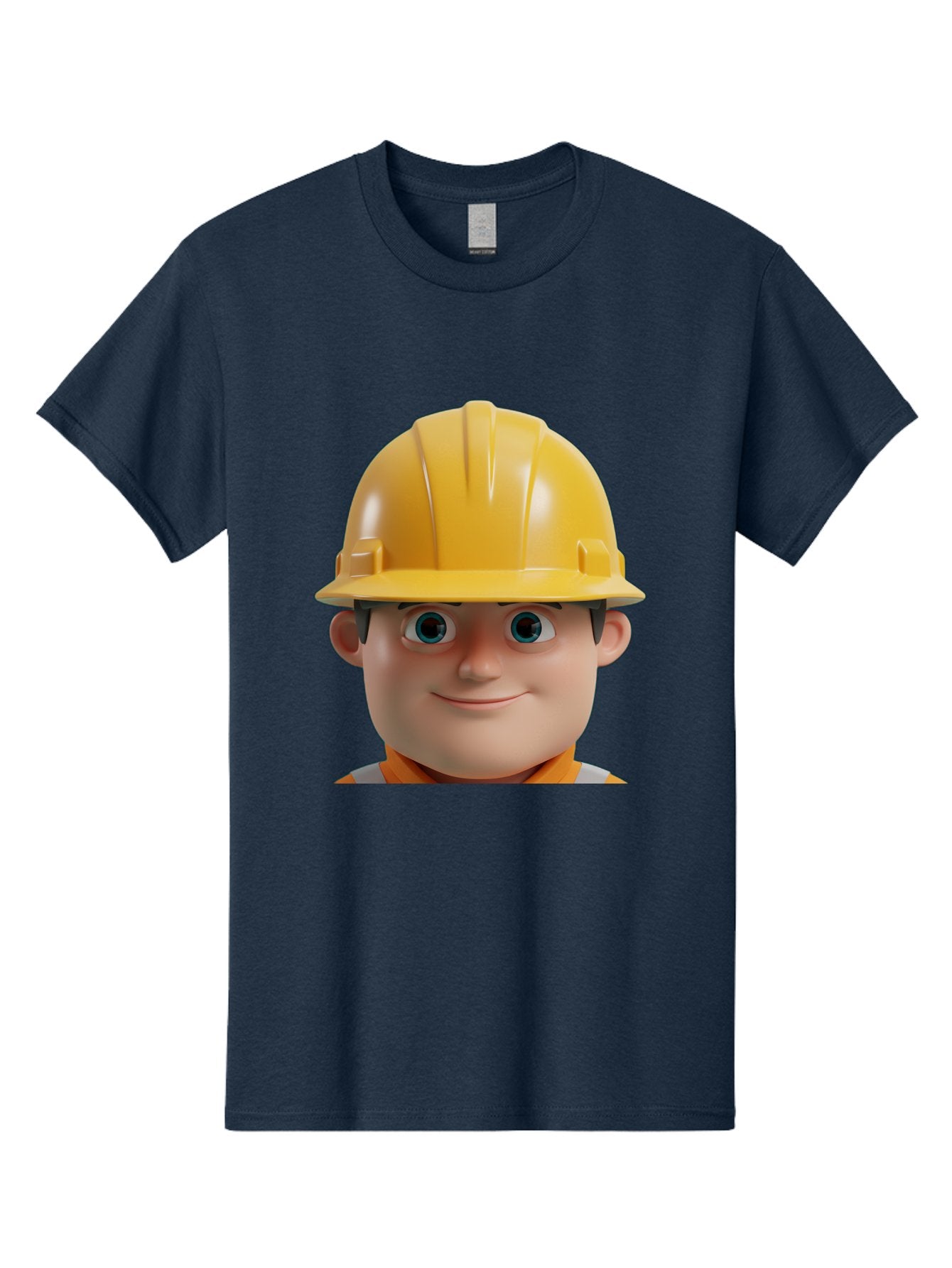 Construction-Worker-2 Men'S Graphic Tee, 100% Cotton, Comfortable Casual Summer Wear, Machine Washable, Cartoon Builder, Construction Worker, Yellow Hard Hat, Safety Helmet, Construction Site, Building Industry, Worker Safety, Bac893 5