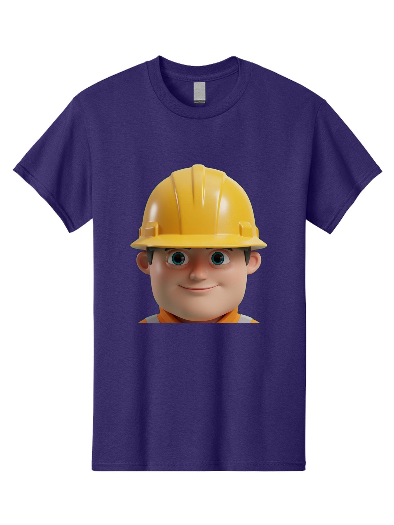 Construction-Worker-2 Men'S Graphic Tee, 100% Cotton, Comfortable Casual Summer Wear, Machine Washable, Cartoon Builder, Construction Worker, Yellow Hard Hat, Safety Helmet, Construction Site, Building Industry, Worker Safety, Bac893 9