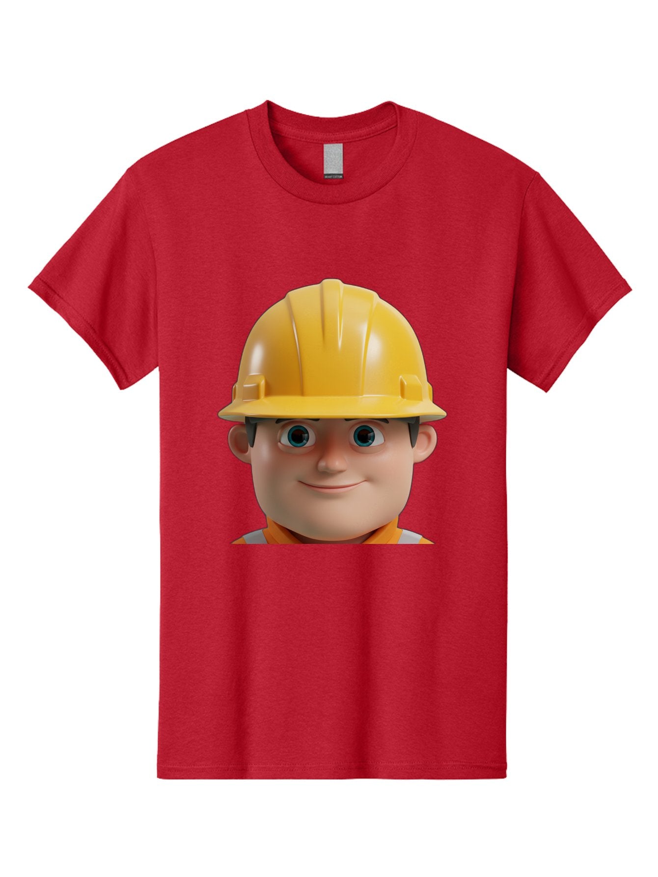Construction-Worker-2 Men'S Graphic Tee, 100% Cotton, Comfortable Casual Summer Wear, Machine Washable, Cartoon Builder, Construction Worker, Yellow Hard Hat, Safety Helmet, Construction Site, Building Industry, Worker Safety, Bac893