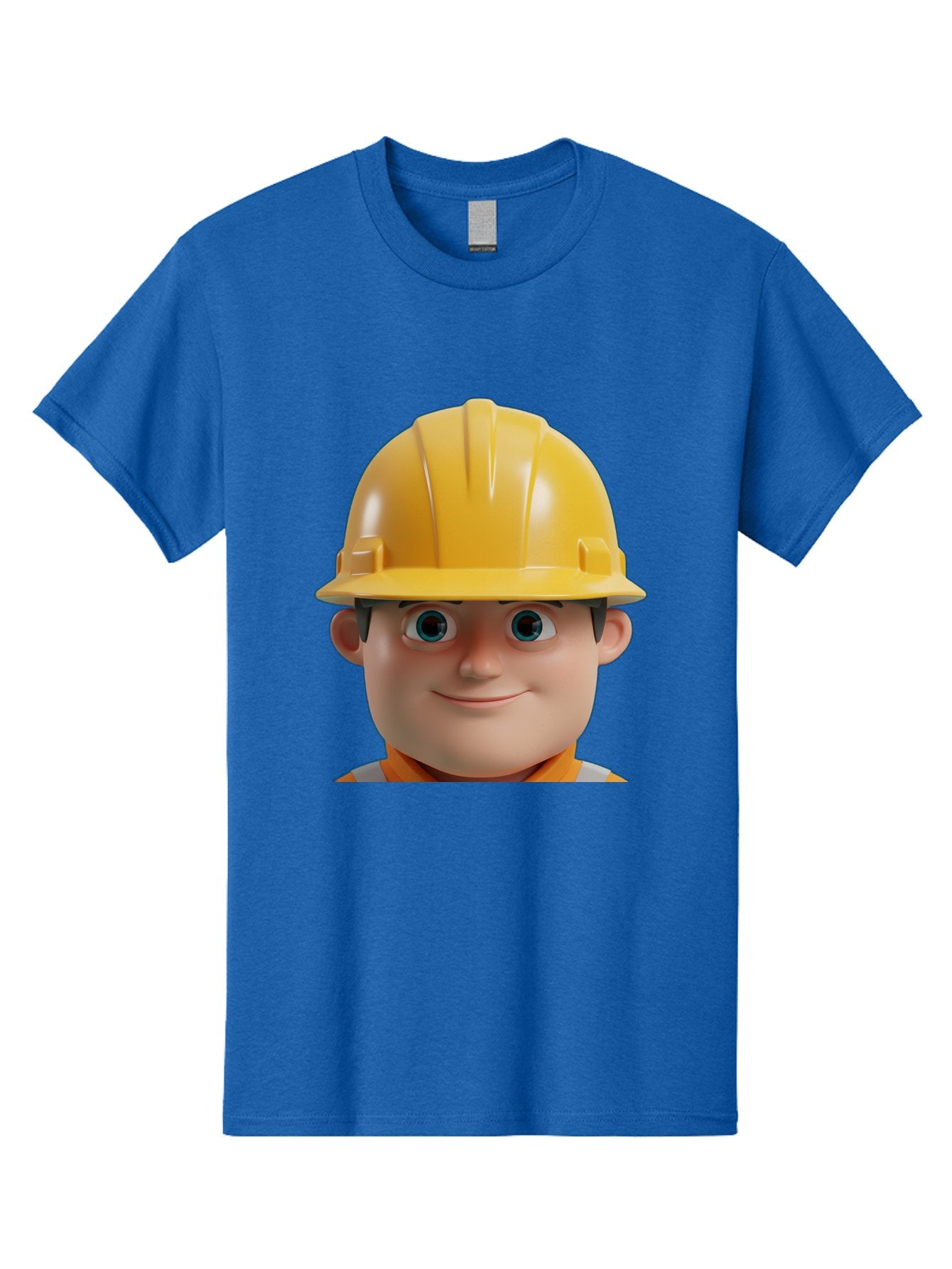 Construction-Worker-2 Men'S Graphic Tee, 100% Cotton, Comfortable Casual Summer Wear, Machine Washable, Cartoon Builder, Construction Worker, Yellow Hard Hat, Safety Helmet, Construction Site, Building Industry, Worker Safety, Bac893 6