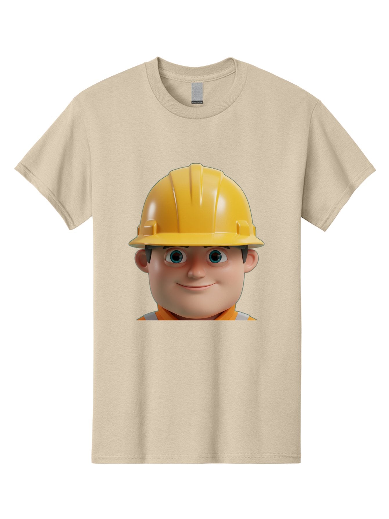 Construction-Worker-2 Men'S Graphic Tee, 100% Cotton, Comfortable Casual Summer Wear, Machine Washable, Cartoon Builder, Construction Worker, Yellow Hard Hat, Safety Helmet, Construction Site, Building Industry, Worker Safety, Bac893 15