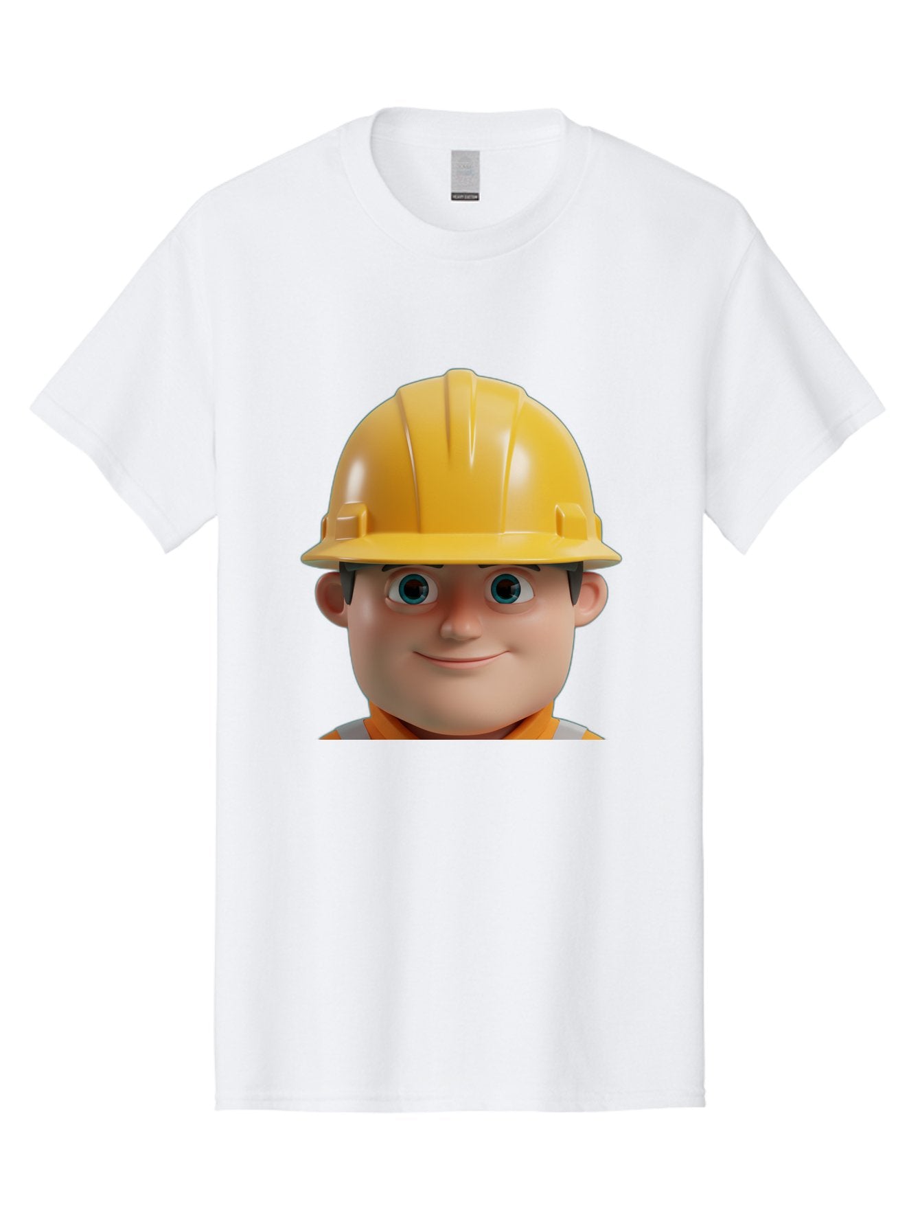 Construction-Worker-2 Men'S Graphic Tee, 100% Cotton, Comfortable Casual Summer Wear, Machine Washable, Cartoon Builder, Construction Worker, Yellow Hard Hat, Safety Helmet, Construction Site, Building Industry, Worker Safety, Bac893 7