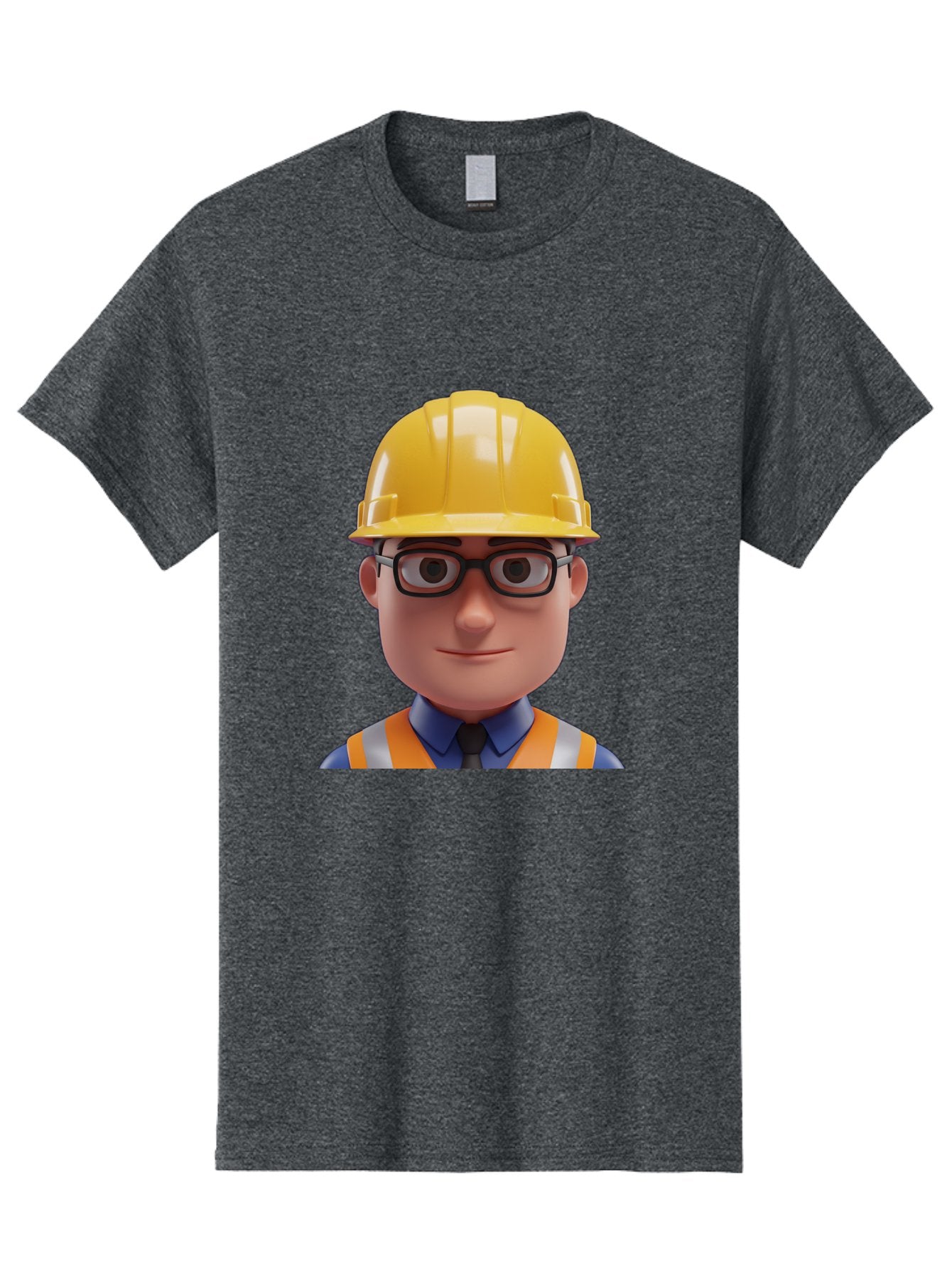 Construction-Worker-3 Men'S Graphic Tee, 100% Cotton, Comfortable Casual Summer Wear, Machine Washable, Construction Worker, Hard Hat, Safety Glasses, Reflective Vest, Blue Shirt, Black Tie, Cartoon Character, 3D Illustration, Bac894 14