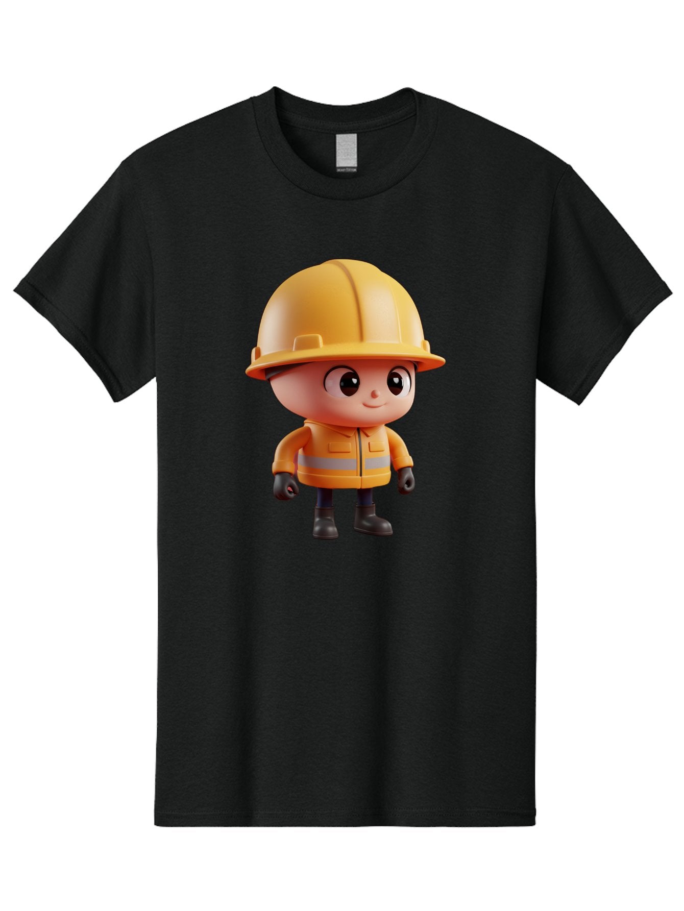 Construction-Worker Men'S Graphic Tee, 100% Cotton, Comfortable Casual Summer Wear, Machine Washable, 3D Cartoon Construction Worker, Yellow Hard Hat, Reflective Safety Jacket, Black Gloves, Cartoon Character, Construction Site, Safety Gear, Bac895 14