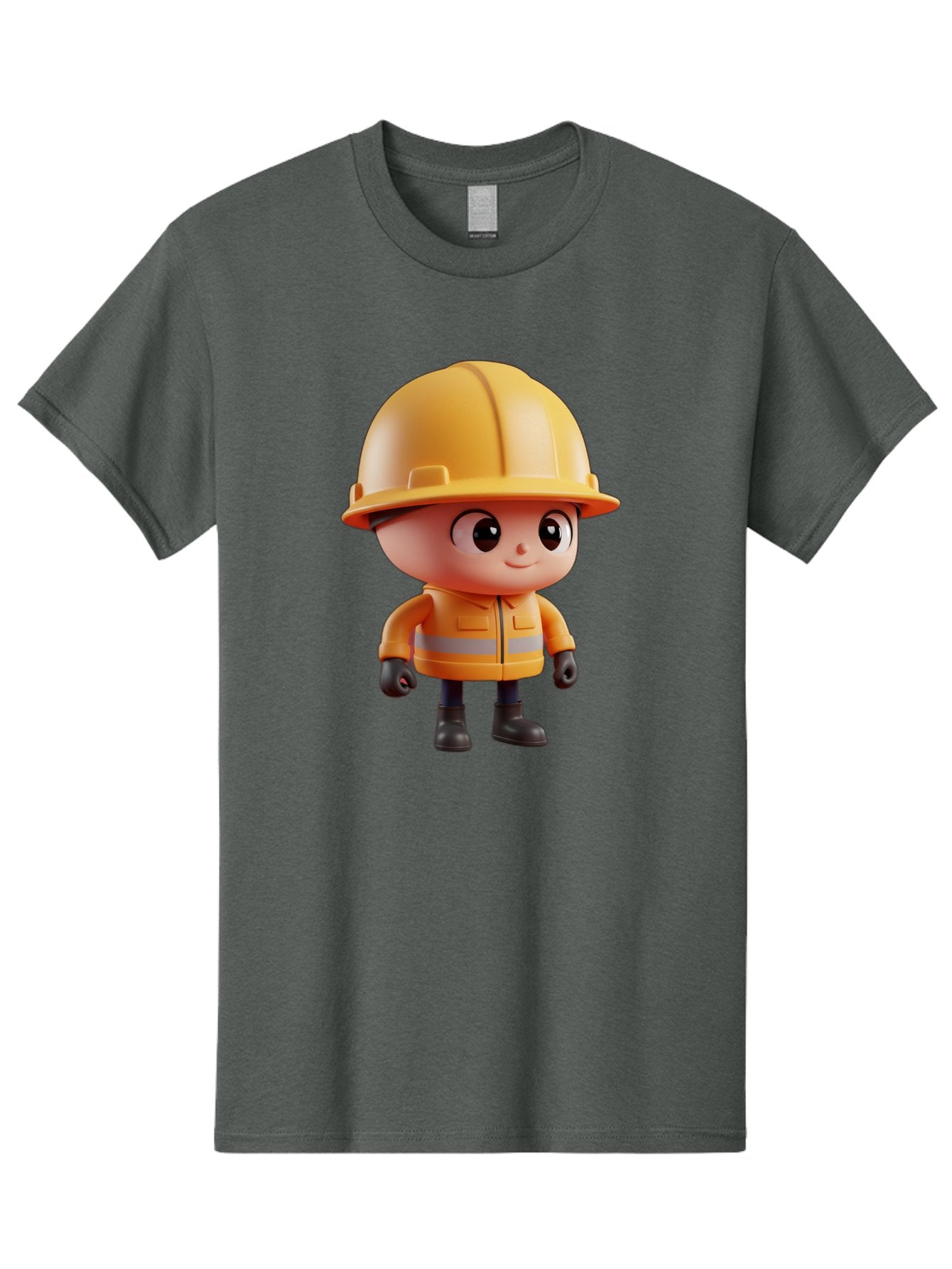 Construction-Worker Men'S Graphic Tee, 100% Cotton, Comfortable Casual Summer Wear, Machine Washable, 3D Cartoon Construction Worker, Yellow Hard Hat, Reflective Safety Jacket, Black Gloves, Cartoon Character, Construction Site, Safety Gear, Bac895 10