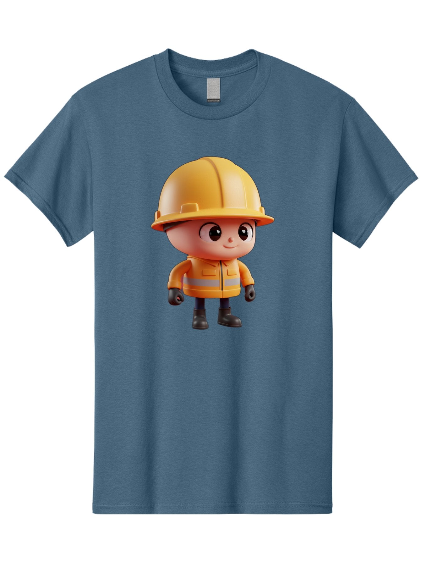 Construction-Worker Men'S Graphic Tee, 100% Cotton, Comfortable Casual Summer Wear, Machine Washable, 3D Cartoon Construction Worker, Yellow Hard Hat, Reflective Safety Jacket, Black Gloves, Cartoon Character, Construction Site, Safety Gear, Bac895 11