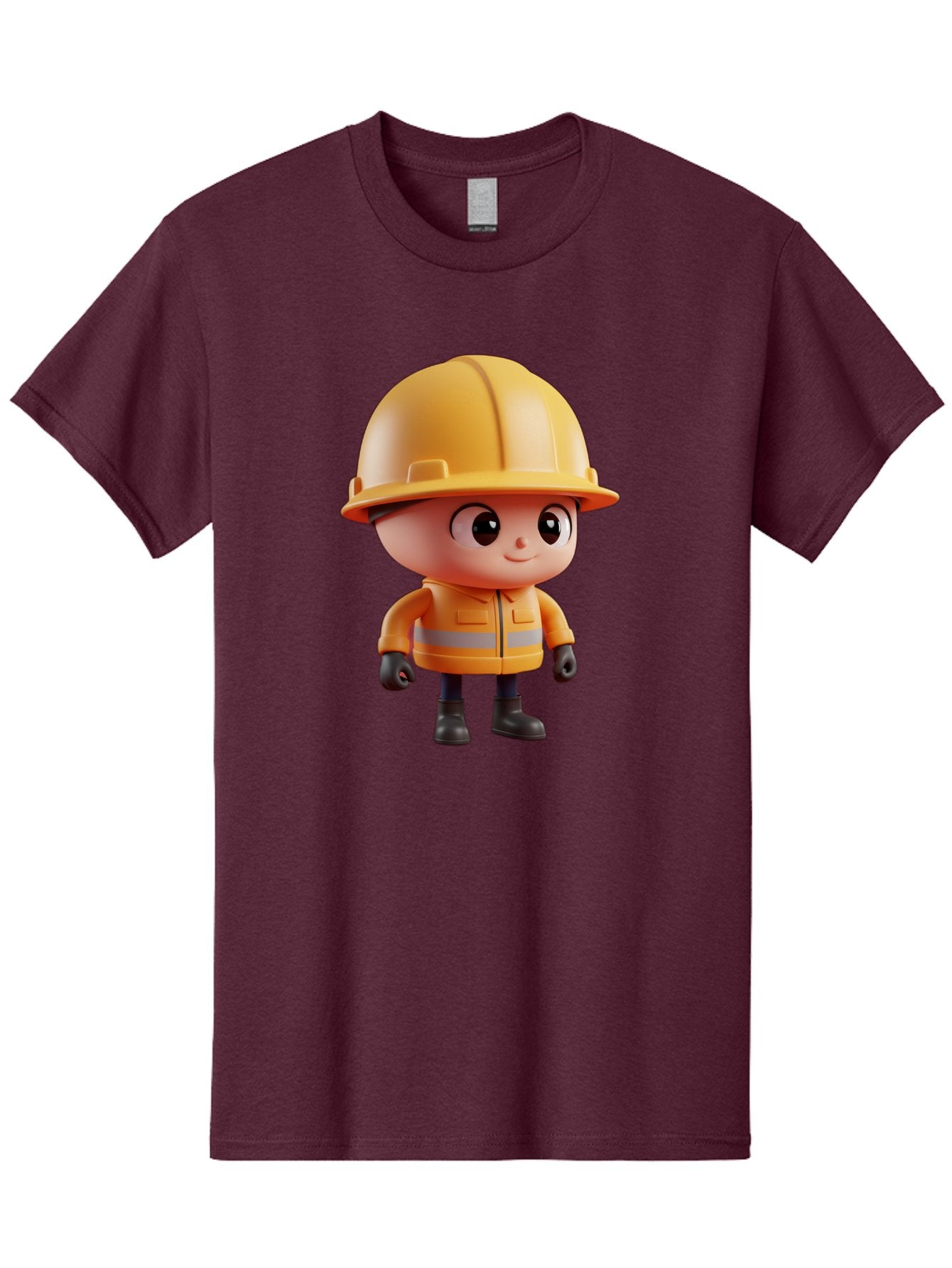 Construction-Worker Men'S Graphic Tee, 100% Cotton, Comfortable Casual Summer Wear, Machine Washable, 3D Cartoon Construction Worker, Yellow Hard Hat, Reflective Safety Jacket, Black Gloves, Cartoon Character, Construction Site, Safety Gear, Bac895 15