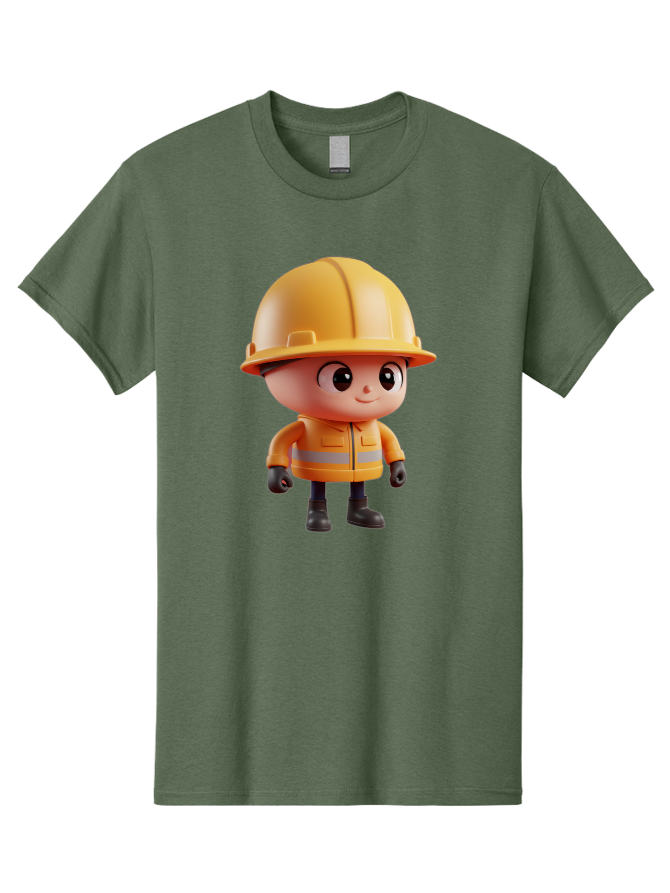 Construction-Worker Men'S Graphic Tee, 100% Cotton, Comfortable Casual Summer Wear, Machine Washable, 3D Cartoon Construction Worker, Yellow Hard Hat, Reflective Safety Jacket, Black Gloves, Cartoon Character, Construction Site, Safety Gear, Bac895 10