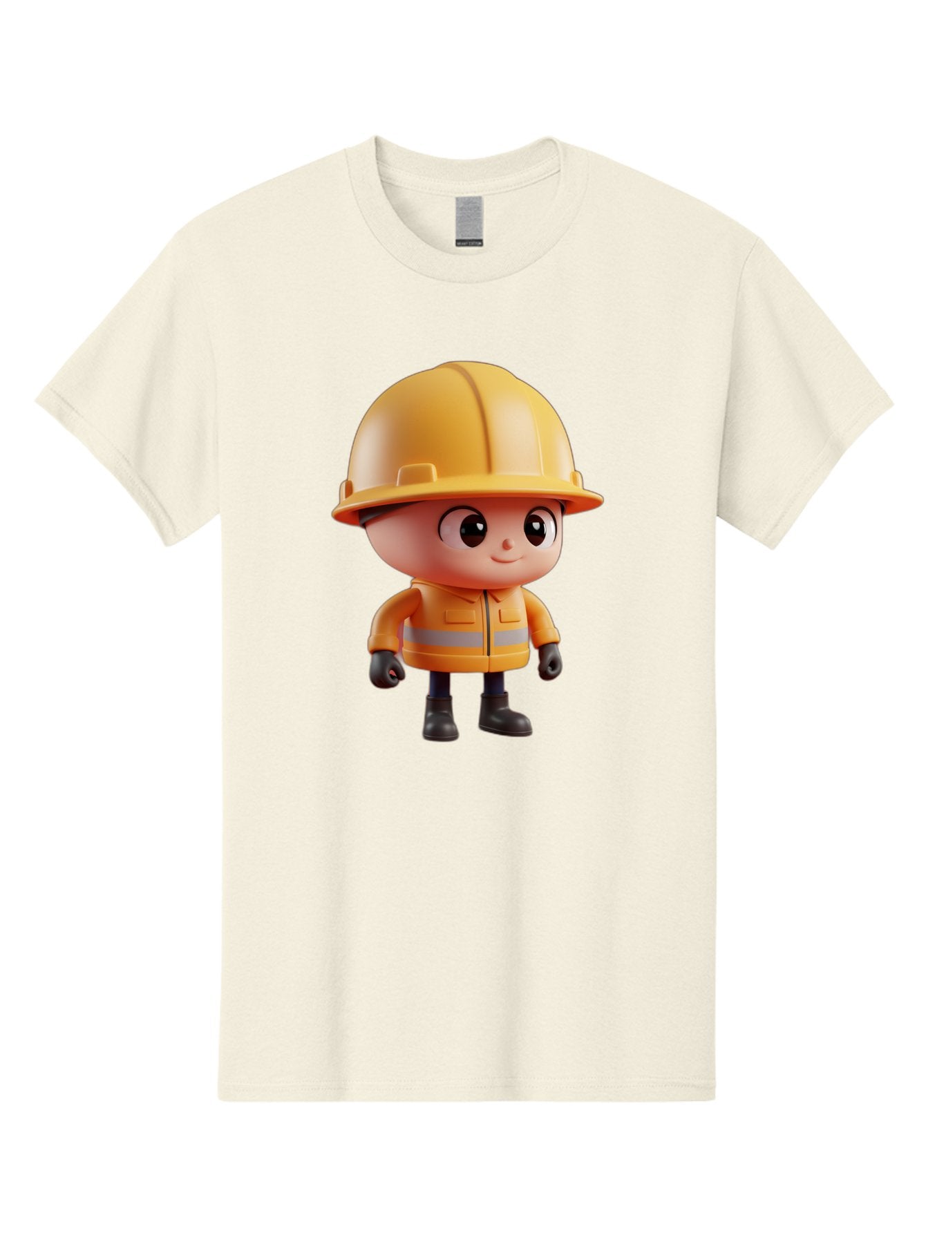 Construction-Worker Men'S Graphic Tee, 100% Cotton, Comfortable Casual Summer Wear, Machine Washable, 3D Cartoon Construction Worker, Yellow Hard Hat, Reflective Safety Jacket, Black Gloves, Cartoon Character, Construction Site, Safety Gear, Bac895 8