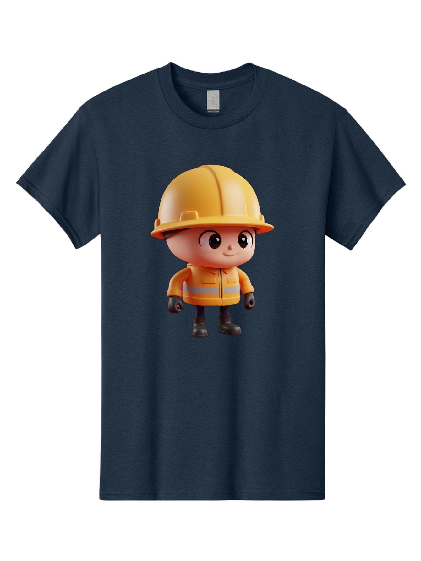 Construction-Worker Men'S Graphic Tee, 100% Cotton, Comfortable Casual Summer Wear, Machine Washable, 3D Cartoon Construction Worker, Yellow Hard Hat, Reflective Safety Jacket, Black Gloves, Cartoon Character, Construction Site, Safety Gear, Bac895 13