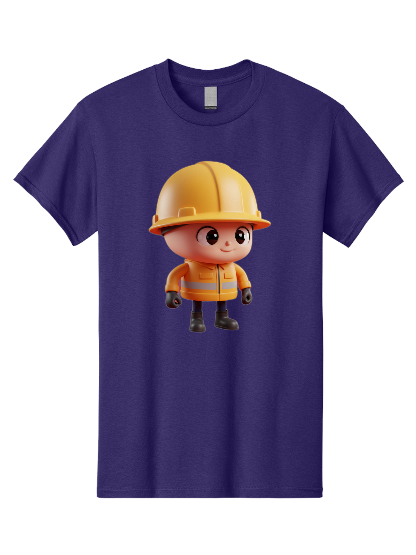Construction-Worker Men'S Graphic Tee, 100% Cotton, Comfortable Casual Summer Wear, Machine Washable, 3D Cartoon Construction Worker, Yellow Hard Hat, Reflective Safety Jacket, Black Gloves, Cartoon Character, Construction Site, Safety Gear, Bac895 13