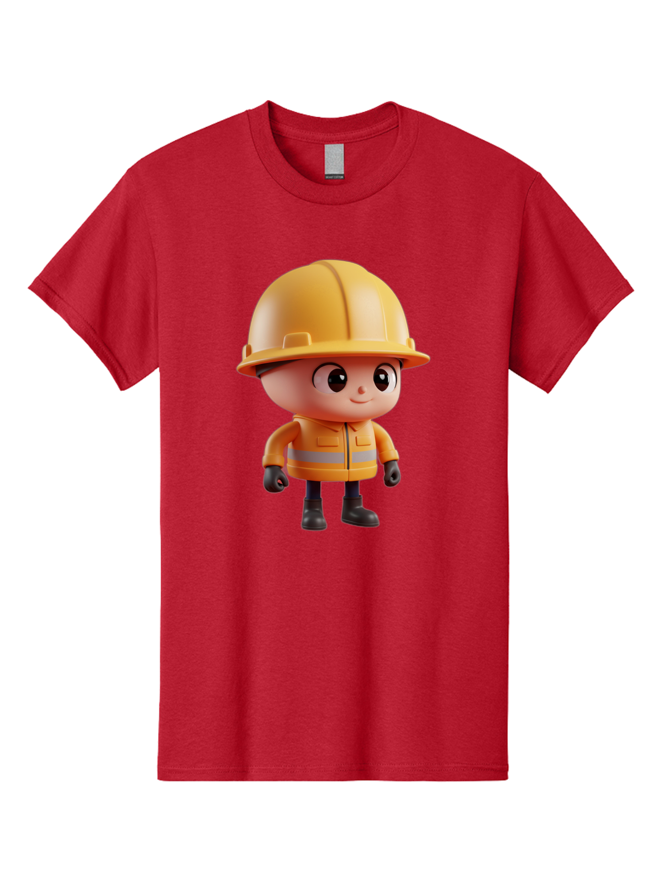 Construction-Worker Men'S Graphic Tee, 100% Cotton, Comfortable Casual Summer Wear, Machine Washable, 3D Cartoon Construction Worker, Yellow Hard Hat, Reflective Safety Jacket, Black Gloves, Cartoon Character, Construction Site, Safety Gear, Bac895 8