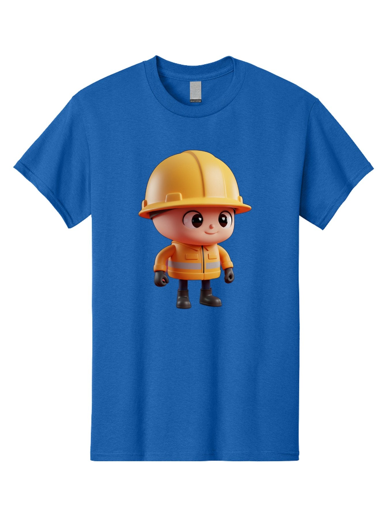 Construction-Worker Men'S Graphic Tee, 100% Cotton, Comfortable Casual Summer Wear, Machine Washable, 3D Cartoon Construction Worker, Yellow Hard Hat, Reflective Safety Jacket, Black Gloves, Cartoon Character, Construction Site, Safety Gear, Bac895 12