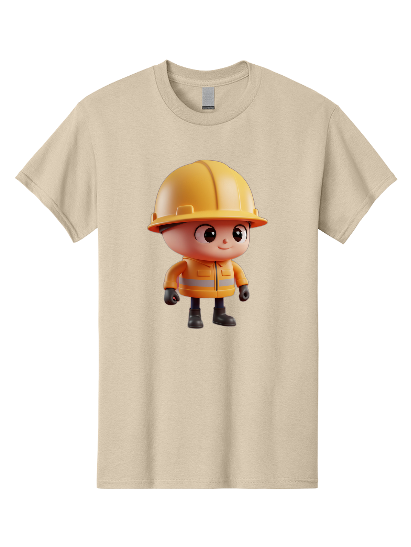 Construction-Worker Men'S Graphic Tee, 100% Cotton, Comfortable Casual Summer Wear, Machine Washable, 3D Cartoon Construction Worker, Yellow Hard Hat, Reflective Safety Jacket, Black Gloves, Cartoon Character, Construction Site, Safety Gear, Bac895 11