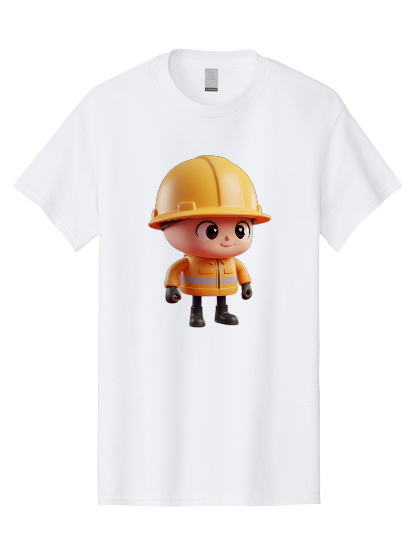 Construction-Worker Men'S Graphic Tee, 100% Cotton, Comfortable Casual Summer Wear, Machine Washable, 3D Cartoon Construction Worker, Yellow Hard Hat, Reflective Safety Jacket, Black Gloves, Cartoon Character, Construction Site, Safety Gear, Bac895 12