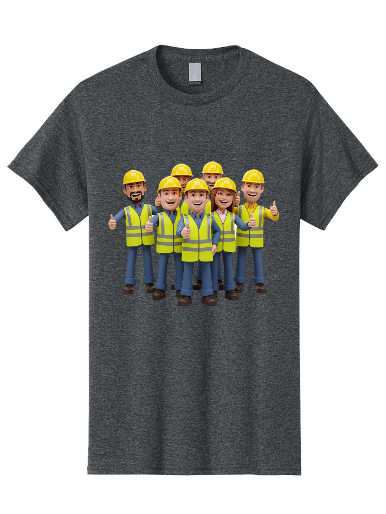 Construction-Workers Men'S Graphic Tee, 100% Cotton, Comfortable Casual Summer Wear, Machine Washable, Construction Workers, Team Collaboration, Safety Gear, Yellow Hard Hats, Reflective Vests, Thumbs Up, Unity, Workplace Harmony, Bac896 10