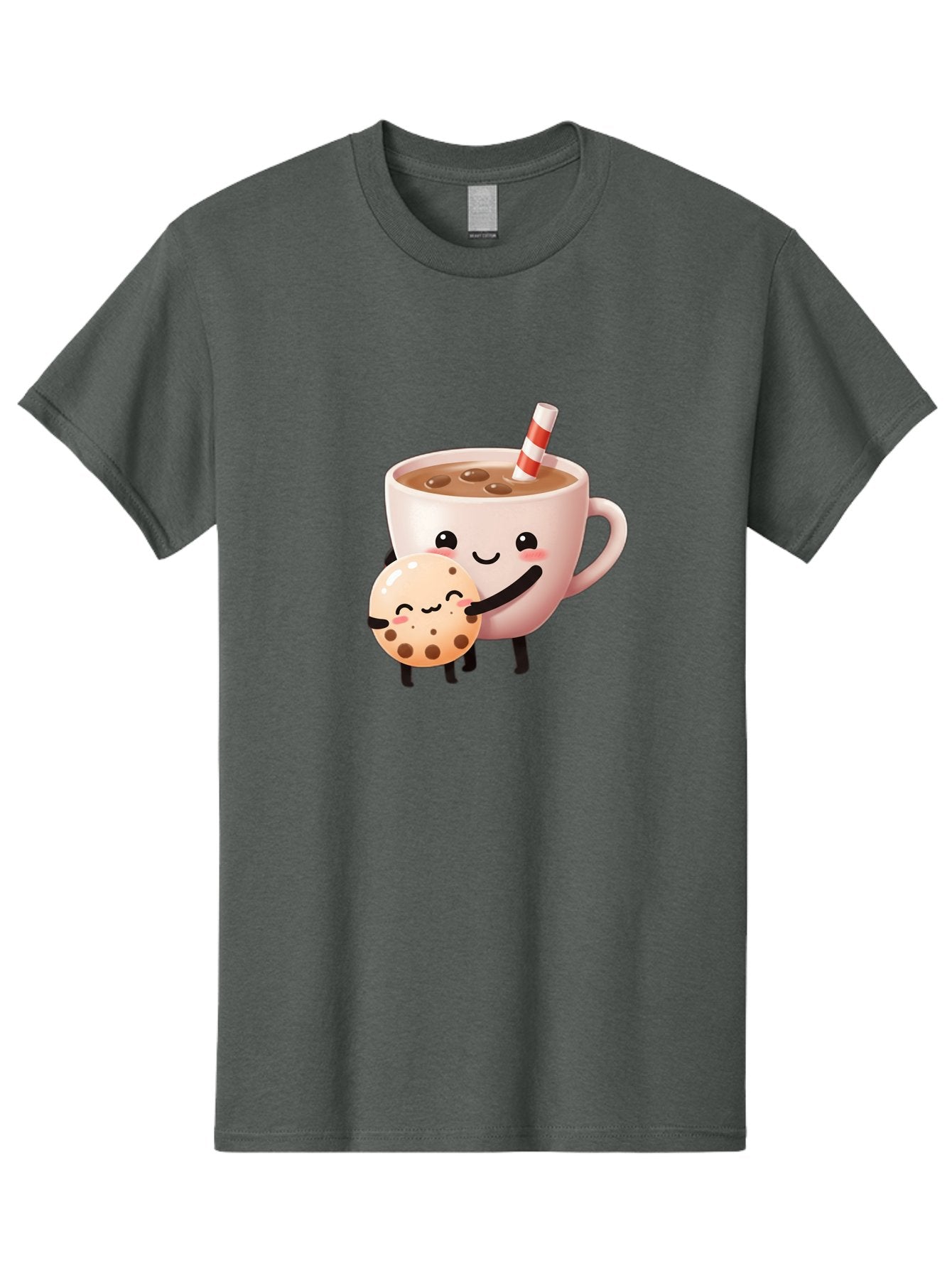 Cookie-And-Milk Men'S Graphic Tee, 100% Cotton, Comfortable Casual Summer Wear, Machine Washable, Cartoon Cup Of Milk, Chocolate Chip Cookie, Smiling Faces, Happy Snack, Sweet Treats, Dessert Time, Kid Friendly, Funny Characters Bac898 10