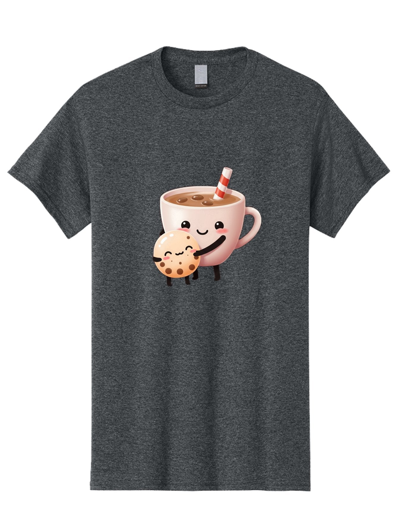 Cookie-And-Milk Men'S Graphic Tee, 100% Cotton, Comfortable Casual Summer Wear, Machine Washable, Cartoon Cup Of Milk, Chocolate Chip Cookie, Smiling Faces, Happy Snack, Sweet Treats, Dessert Time, Kid Friendly, Funny Characters Bac898 14