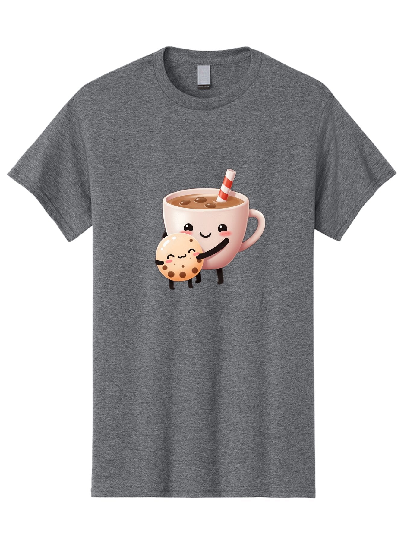 Cookie-And-Milk Men'S Graphic Tee, 100% Cotton, Comfortable Casual Summer Wear, Machine Washable, Cartoon Cup Of Milk, Chocolate Chip Cookie, Smiling Faces, Happy Snack, Sweet Treats, Dessert Time, Kid Friendly, Funny Characters Bac898 11