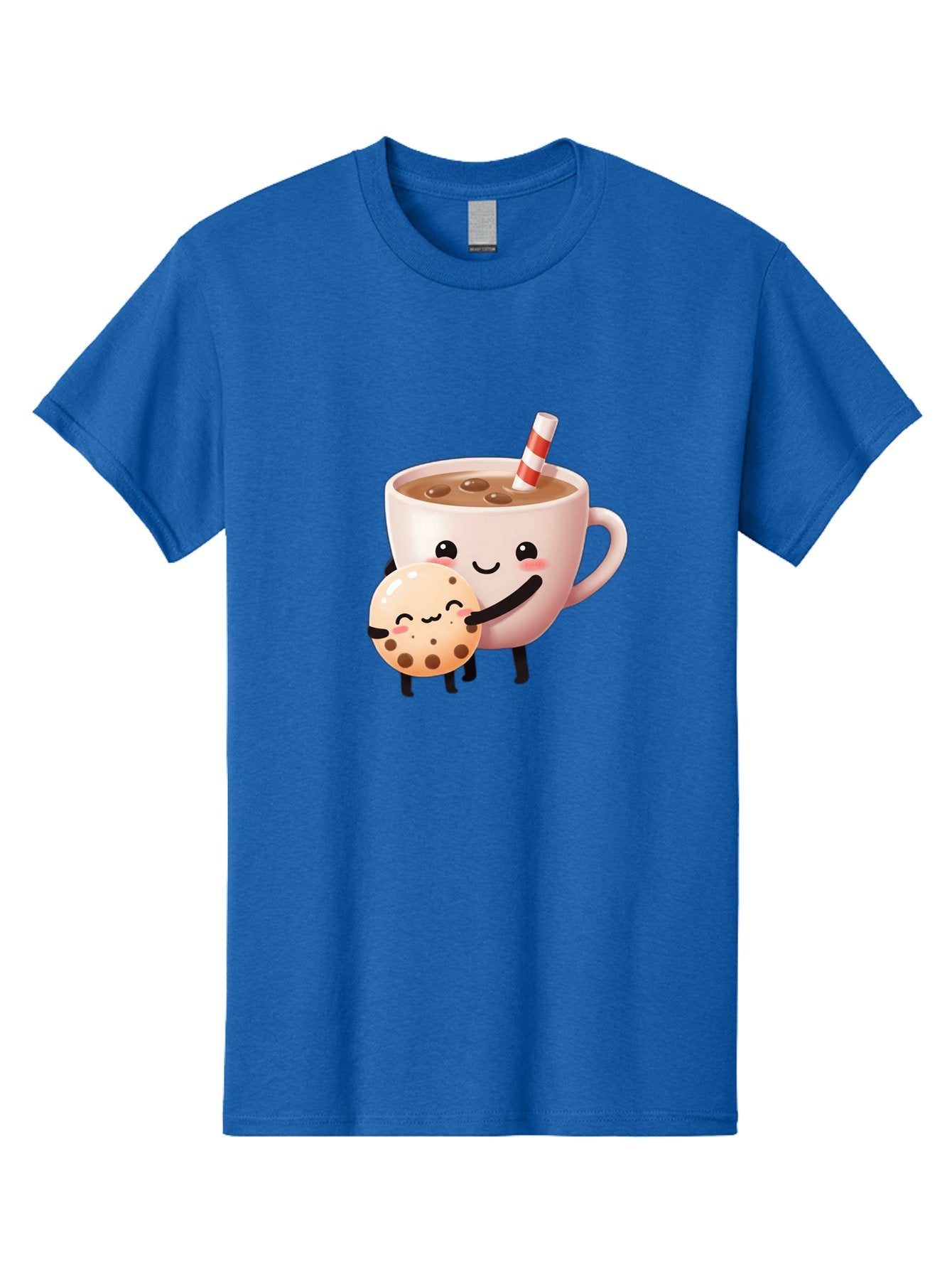 Cookie-And-Milk Men'S Graphic Tee, 100% Cotton, Comfortable Casual Summer Wear, Machine Washable, Cartoon Cup Of Milk, Chocolate Chip Cookie, Smiling Faces, Happy Snack, Sweet Treats, Dessert Time, Kid Friendly, Funny Characters Bac898