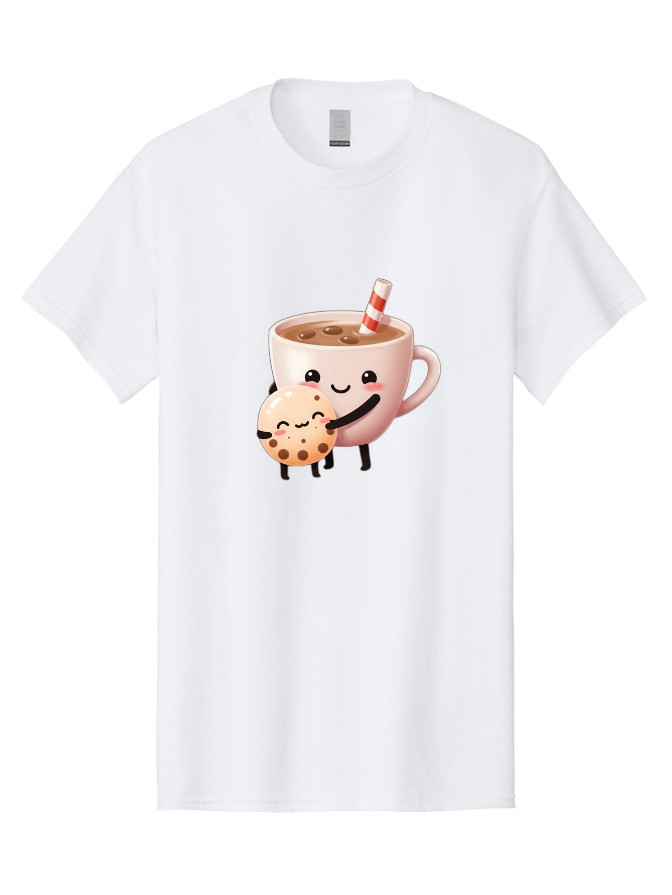Cookie-And-Milk Men'S Graphic Tee, 100% Cotton, Comfortable Casual Summer Wear, Machine Washable, Cartoon Cup Of Milk, Chocolate Chip Cookie, Smiling Faces, Happy Snack, Sweet Treats, Dessert Time, Kid Friendly, Funny Characters Bac898 13