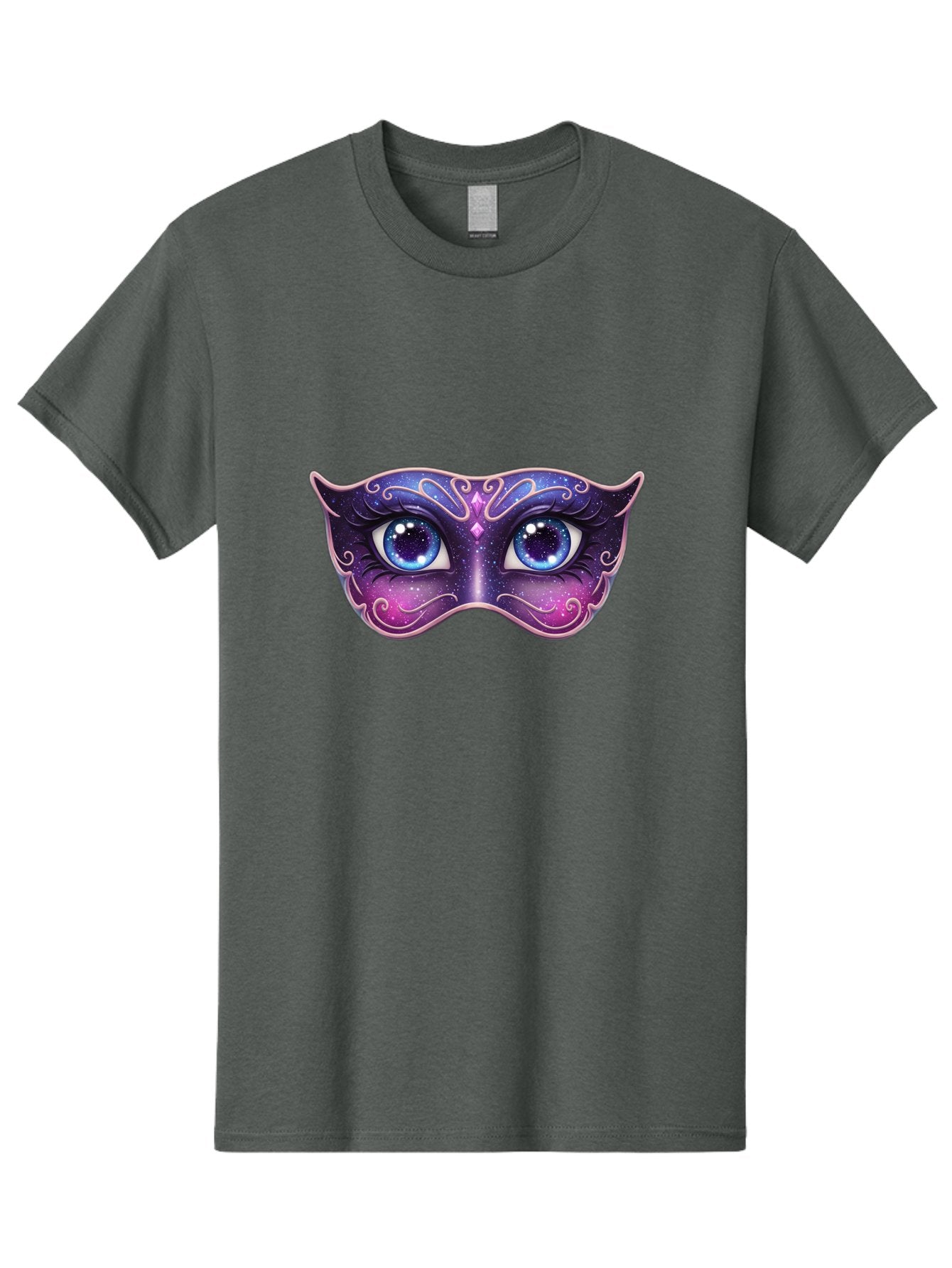 Cosmic-Mask Men'S Graphic Tee, 100% Cotton, Comfortable Casual Summer Wear, Machine Washable, Purple Galaxy Mask, Blue Eyes, Cosmic Design, Mystical Mask, Purple And Blue Swirls, Starry Night Sky, Feminine Eye Mask, Masquerade Mask, Bac901 6
