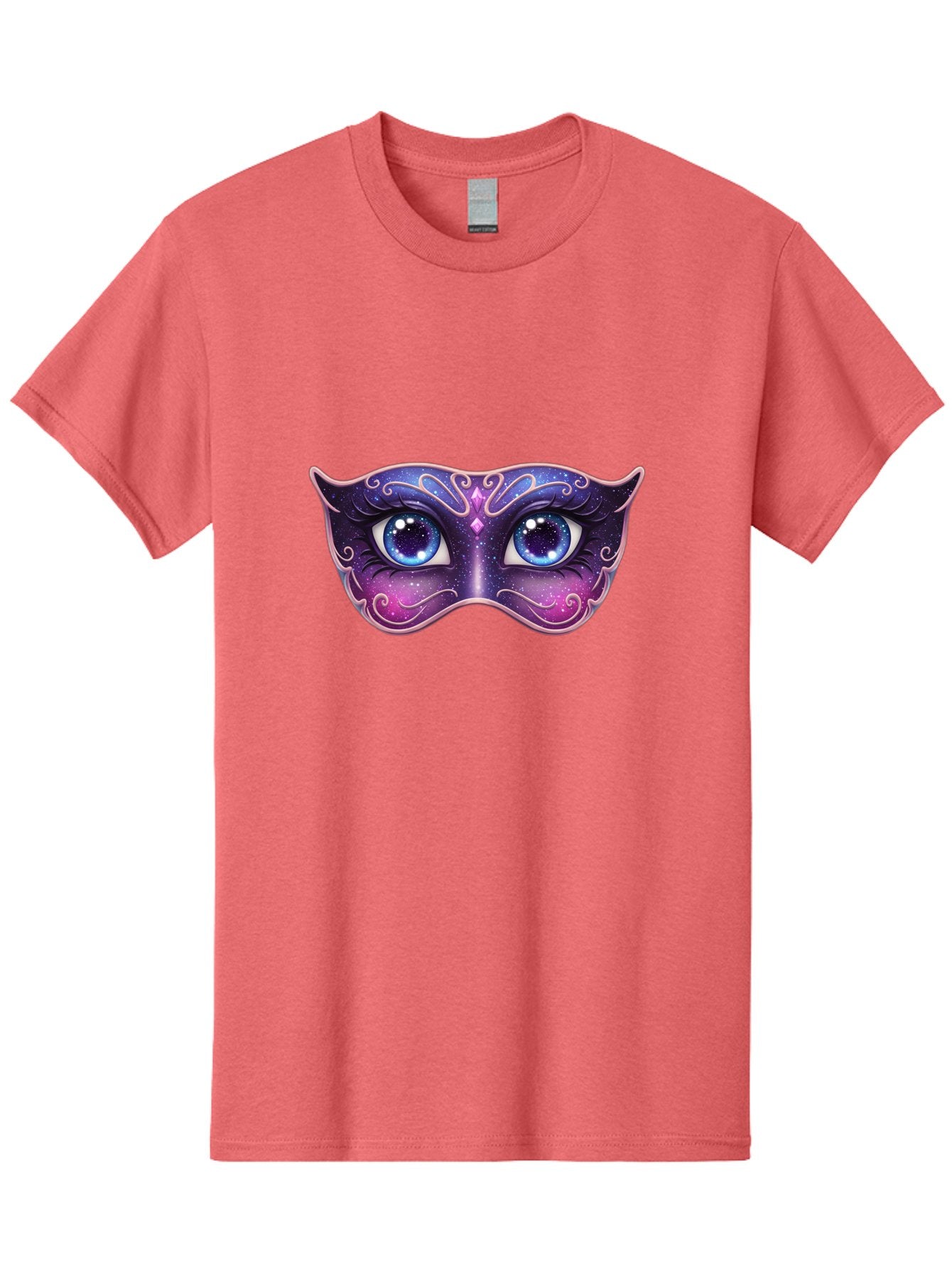 Cosmic-Mask Men'S Graphic Tee, 100% Cotton, Comfortable Casual Summer Wear, Machine Washable, Purple Galaxy Mask, Blue Eyes, Cosmic Design, Mystical Mask, Purple And Blue Swirls, Starry Night Sky, Feminine Eye Mask, Masquerade Mask, Bac901 3