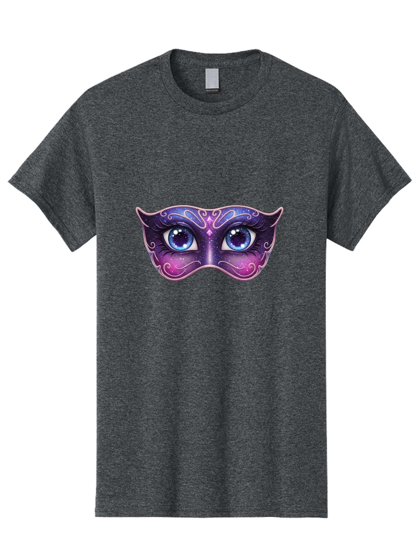 Cosmic-Mask Men'S Graphic Tee, 100% Cotton, Comfortable Casual Summer Wear, Machine Washable, Purple Galaxy Mask, Blue Eyes, Cosmic Design, Mystical Mask, Purple And Blue Swirls, Starry Night Sky, Feminine Eye Mask, Masquerade Mask, Bac901 14