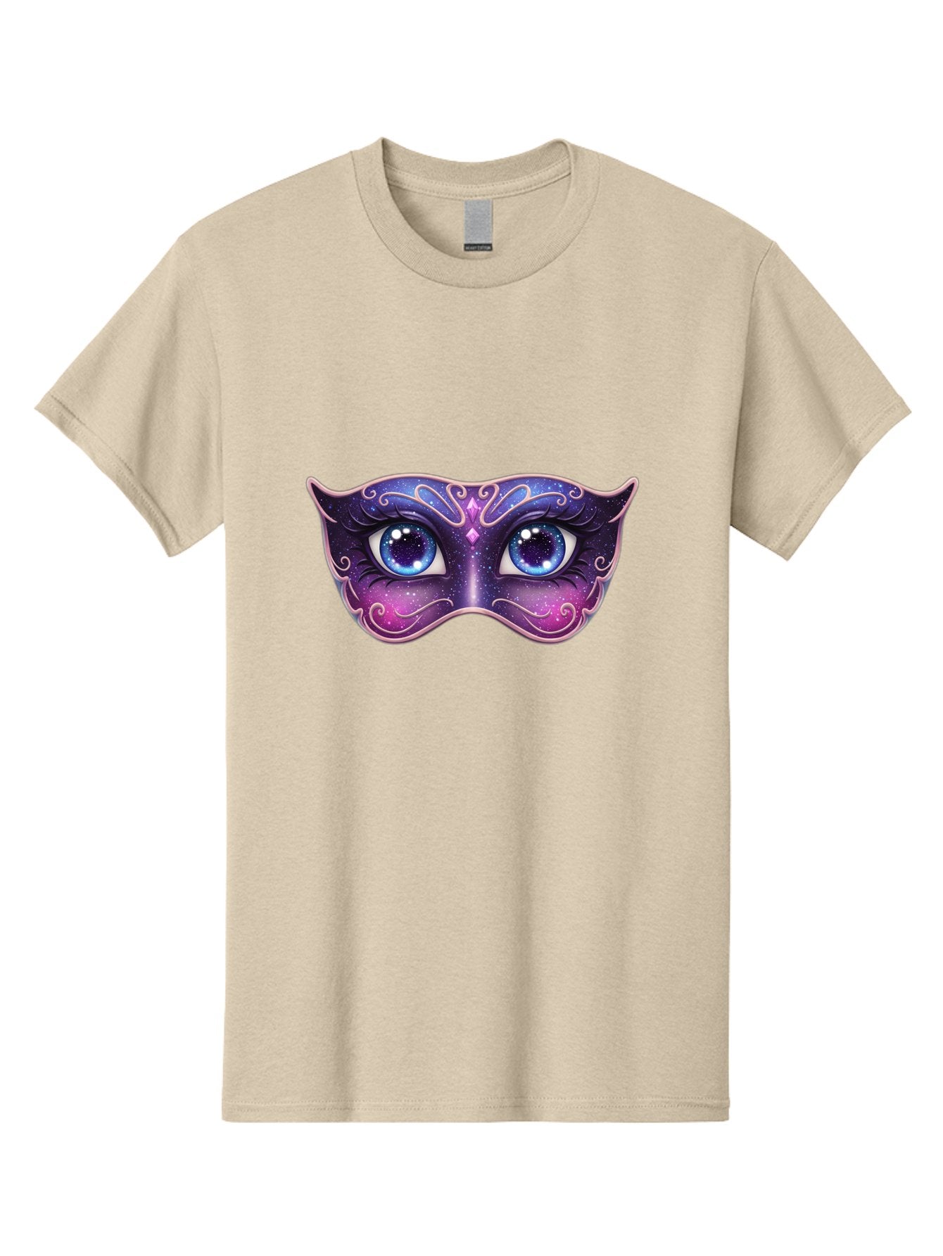 Cosmic-Mask Men'S Graphic Tee, 100% Cotton, Comfortable Casual Summer Wear, Machine Washable, Purple Galaxy Mask, Blue Eyes, Cosmic Design, Mystical Mask, Purple And Blue Swirls, Starry Night Sky, Feminine Eye Mask, Masquerade Mask, Bac901 8