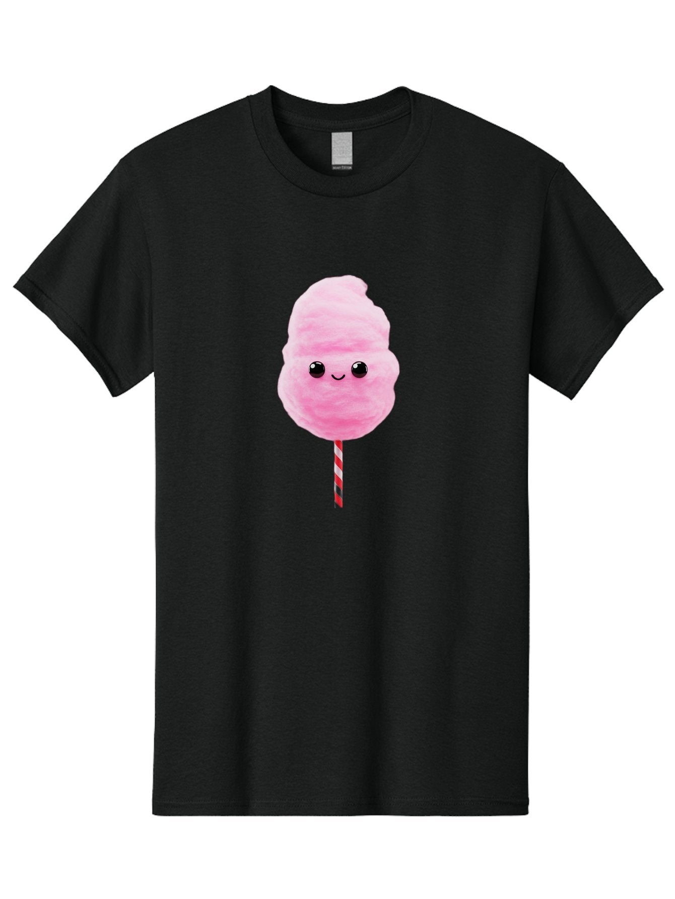 Cotton-Candy-10 Men'S Graphic Tee, 100% Cotton, Comfortable Casual Summer Wear, Machine Washable, Pink Cotton Candy, Fluffy Treat, Sweet Delight, Cartoon Character, Cute Face, Round Body, Whimsical Design, Striped Stick, Kawaii, Bac903 11