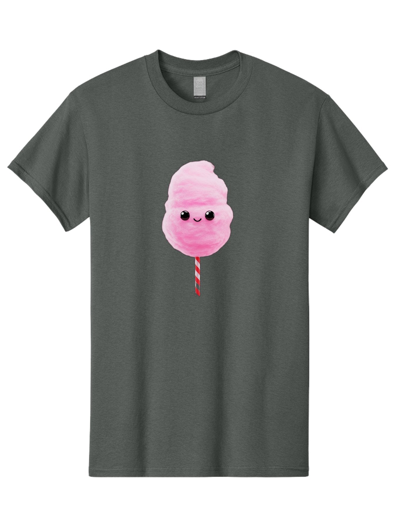 Cotton-Candy-10 Men'S Graphic Tee, 100% Cotton, Comfortable Casual Summer Wear, Machine Washable, Pink Cotton Candy, Fluffy Treat, Sweet Delight, Cartoon Character, Cute Face, Round Body, Whimsical Design, Striped Stick, Kawaii, Bac903 4