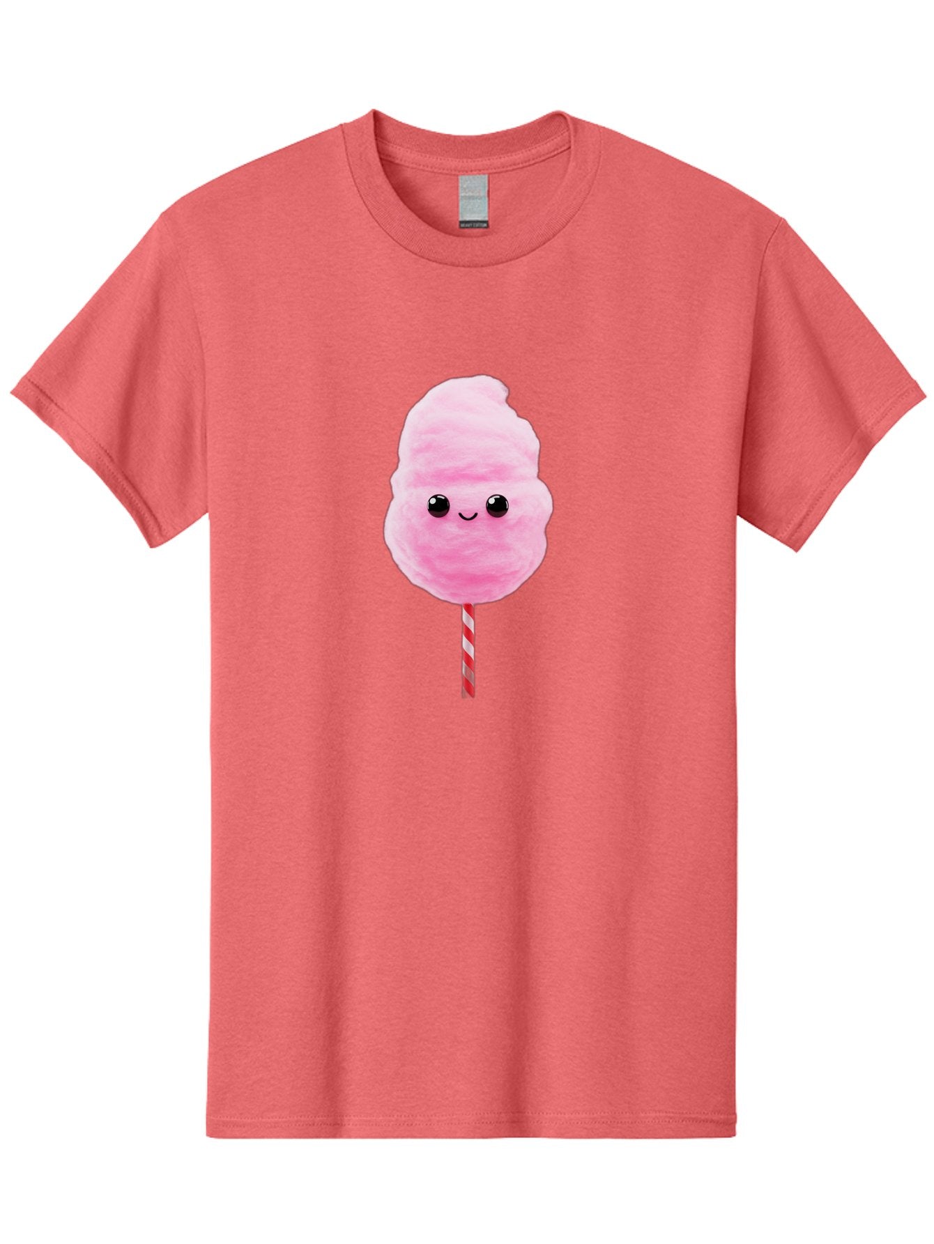 Cotton-Candy-10 Men'S Graphic Tee, 100% Cotton, Comfortable Casual Summer Wear, Machine Washable, Pink Cotton Candy, Fluffy Treat, Sweet Delight, Cartoon Character, Cute Face, Round Body, Whimsical Design, Striped Stick, Kawaii, Bac903 5