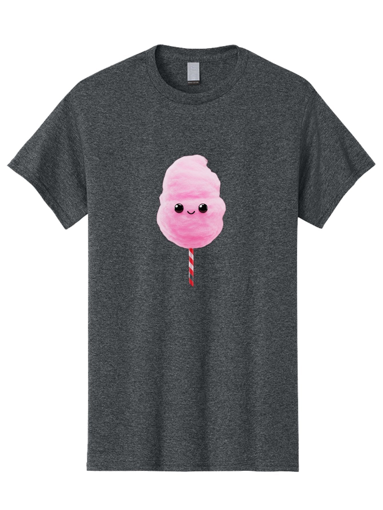 Cotton-Candy-10 Men'S Graphic Tee, 100% Cotton, Comfortable Casual Summer Wear, Machine Washable, Pink Cotton Candy, Fluffy Treat, Sweet Delight, Cartoon Character, Cute Face, Round Body, Whimsical Design, Striped Stick, Kawaii, Bac903 8
