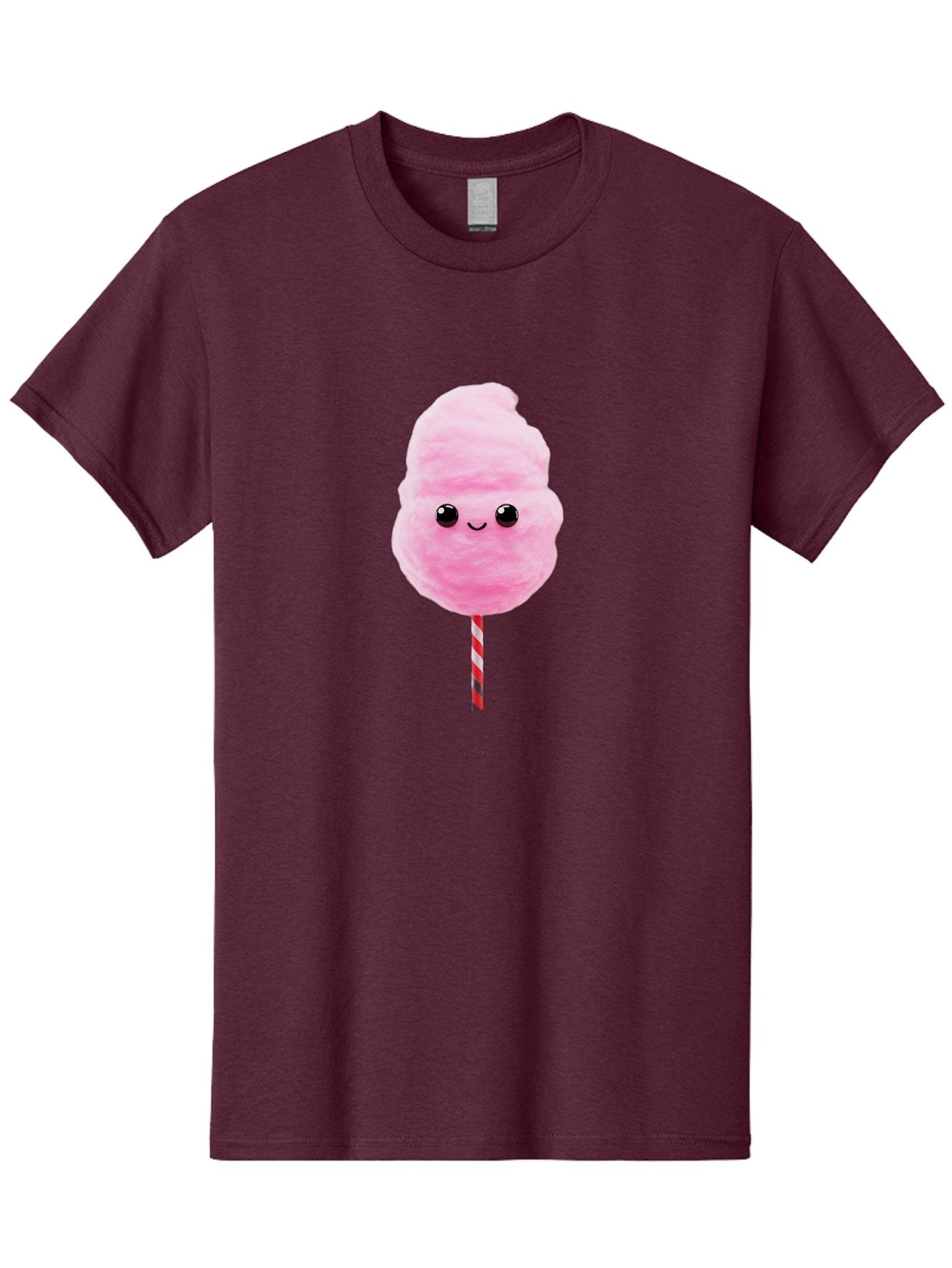 Cotton-Candy-10 Men'S Graphic Tee, 100% Cotton, Comfortable Casual Summer Wear, Machine Washable, Pink Cotton Candy, Fluffy Treat, Sweet Delight, Cartoon Character, Cute Face, Round Body, Whimsical Design, Striped Stick, Kawaii, Bac903 9
