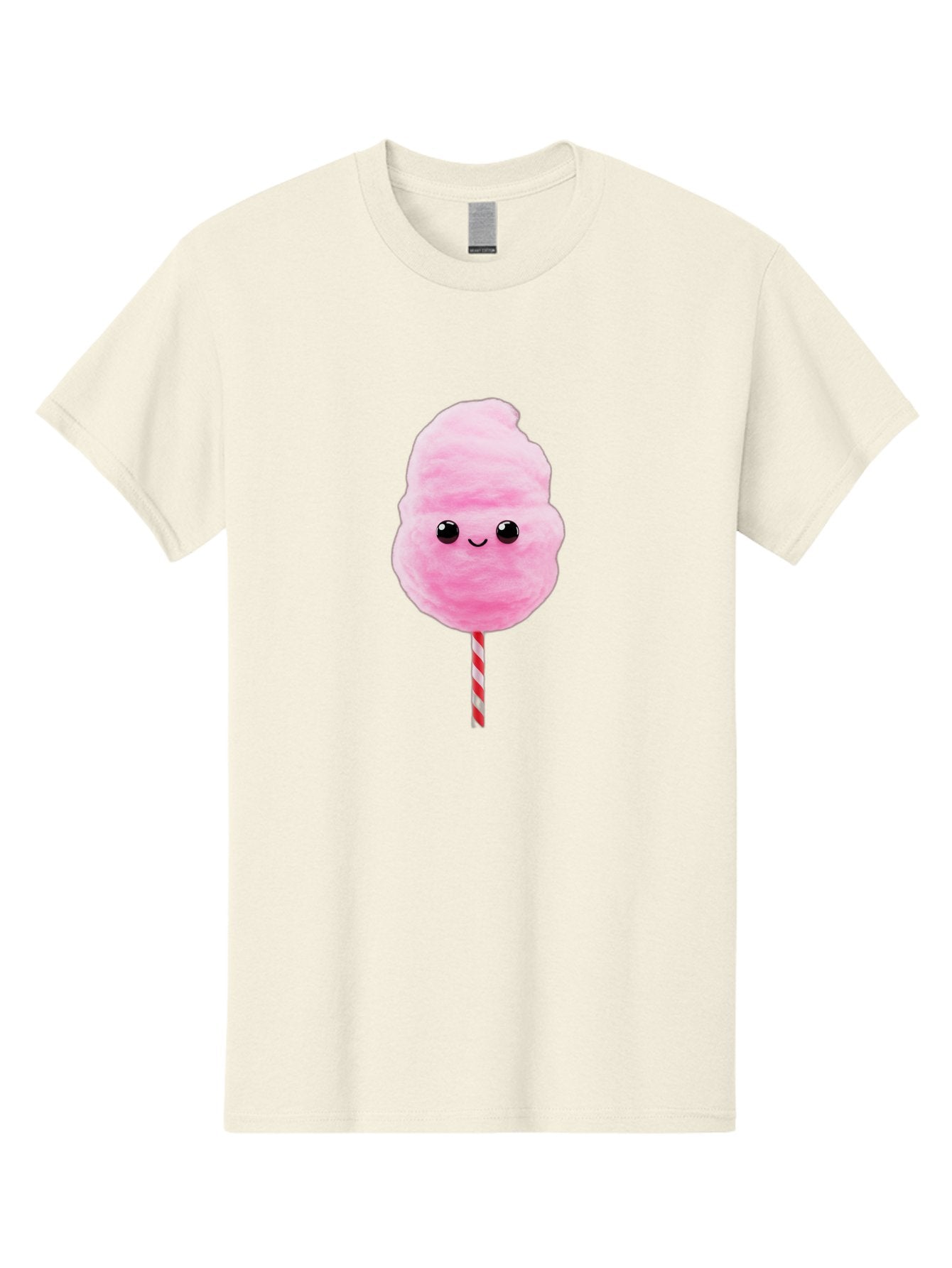 Cotton-Candy-10 Men'S Graphic Tee, 100% Cotton, Comfortable Casual Summer Wear, Machine Washable, Pink Cotton Candy, Fluffy Treat, Sweet Delight, Cartoon Character, Cute Face, Round Body, Whimsical Design, Striped Stick, Kawaii, Bac903 15