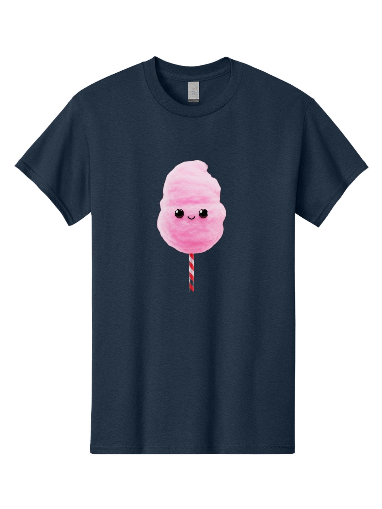 Cotton-Candy-10 Men'S Graphic Tee, 100% Cotton, Comfortable Casual Summer Wear, Machine Washable, Pink Cotton Candy, Fluffy Treat, Sweet Delight, Cartoon Character, Cute Face, Round Body, Whimsical Design, Striped Stick, Kawaii, Bac903 14