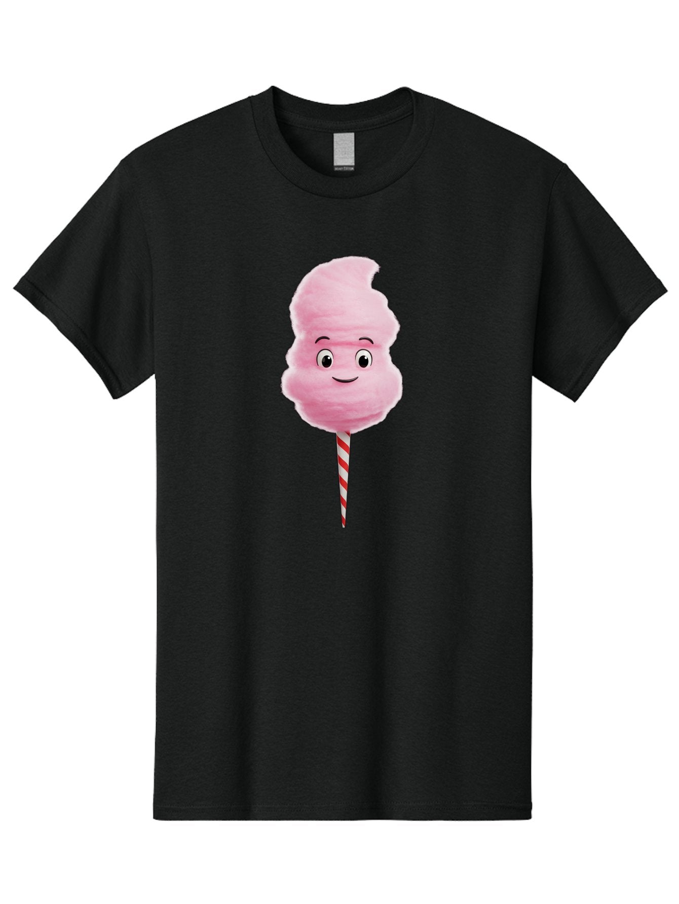 Cotton-Candy-11 Men'S Graphic Tee, 100% Cotton, Comfortable Casual Summer Wear, Machine Washable, Cotton Candy, Sweet Treats, Fluffy Pink Candy, Cartoon Character, Striped Stick, Cartoon Eyes, Smiley Face, Playful Illustration, Bac904 7