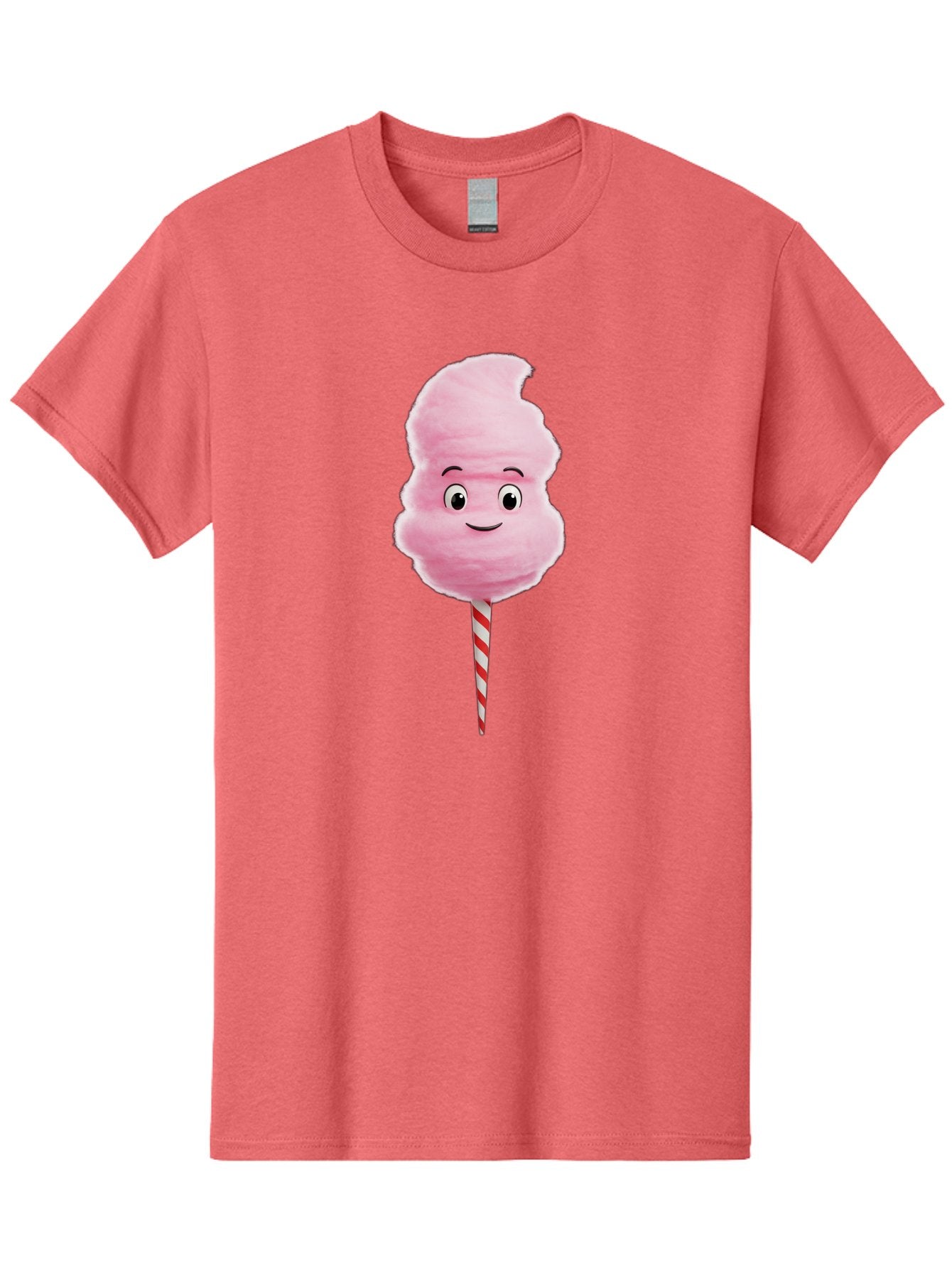 Cotton-Candy-11 Men'S Graphic Tee, 100% Cotton, Comfortable Casual Summer Wear, Machine Washable, Cotton Candy, Sweet Treats, Fluffy Pink Candy, Cartoon Character, Striped Stick, Cartoon Eyes, Smiley Face, Playful Illustration, Bac904 13