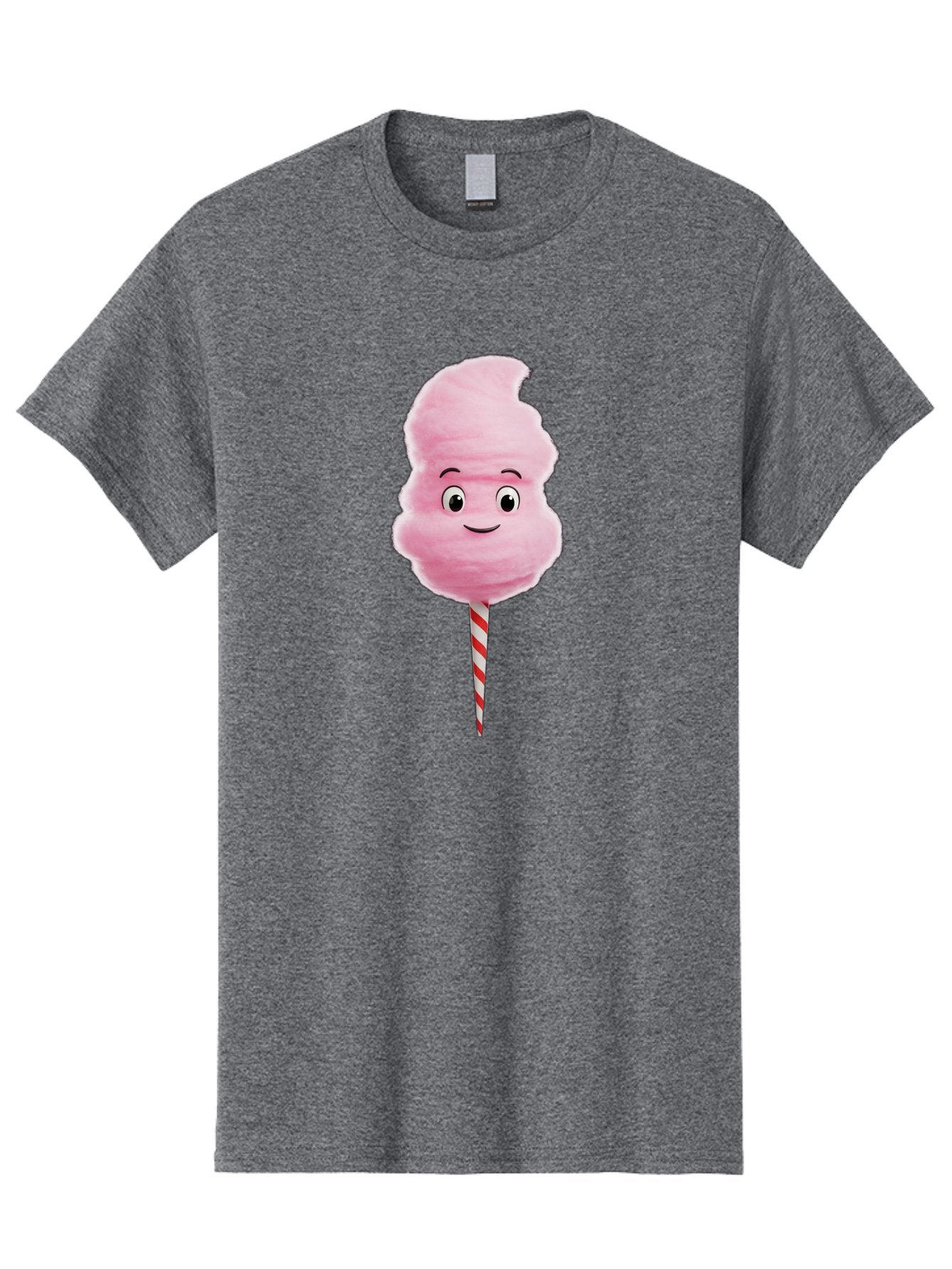 Cotton-Candy-11 Men'S Graphic Tee, 100% Cotton, Comfortable Casual Summer Wear, Machine Washable, Cotton Candy, Sweet Treats, Fluffy Pink Candy, Cartoon Character, Striped Stick, Cartoon Eyes, Smiley Face, Playful Illustration, Bac904 5