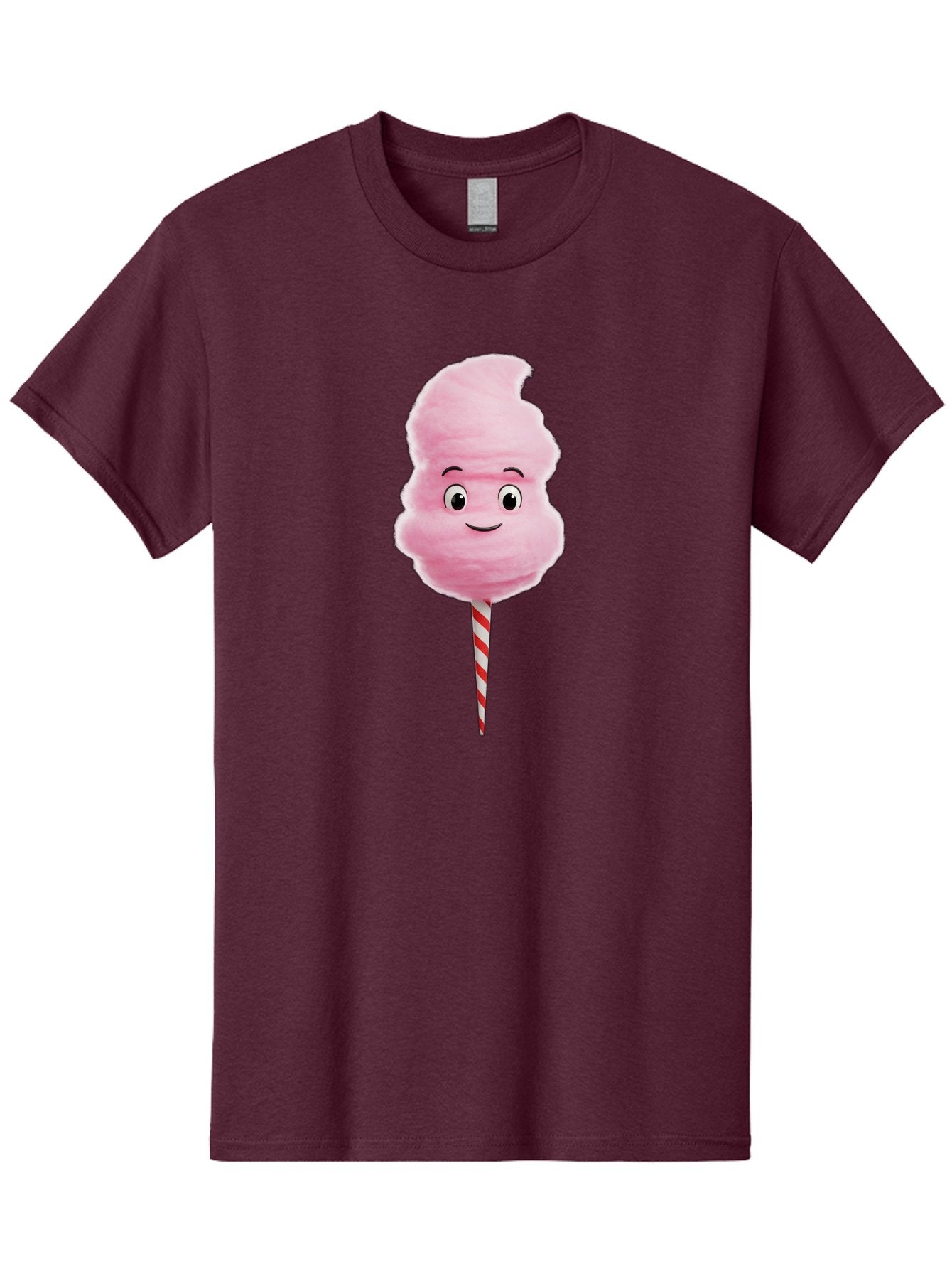 Cotton-Candy-11 Men'S Graphic Tee, 100% Cotton, Comfortable Casual Summer Wear, Machine Washable, Cotton Candy, Sweet Treats, Fluffy Pink Candy, Cartoon Character, Striped Stick, Cartoon Eyes, Smiley Face, Playful Illustration, Bac904 8
