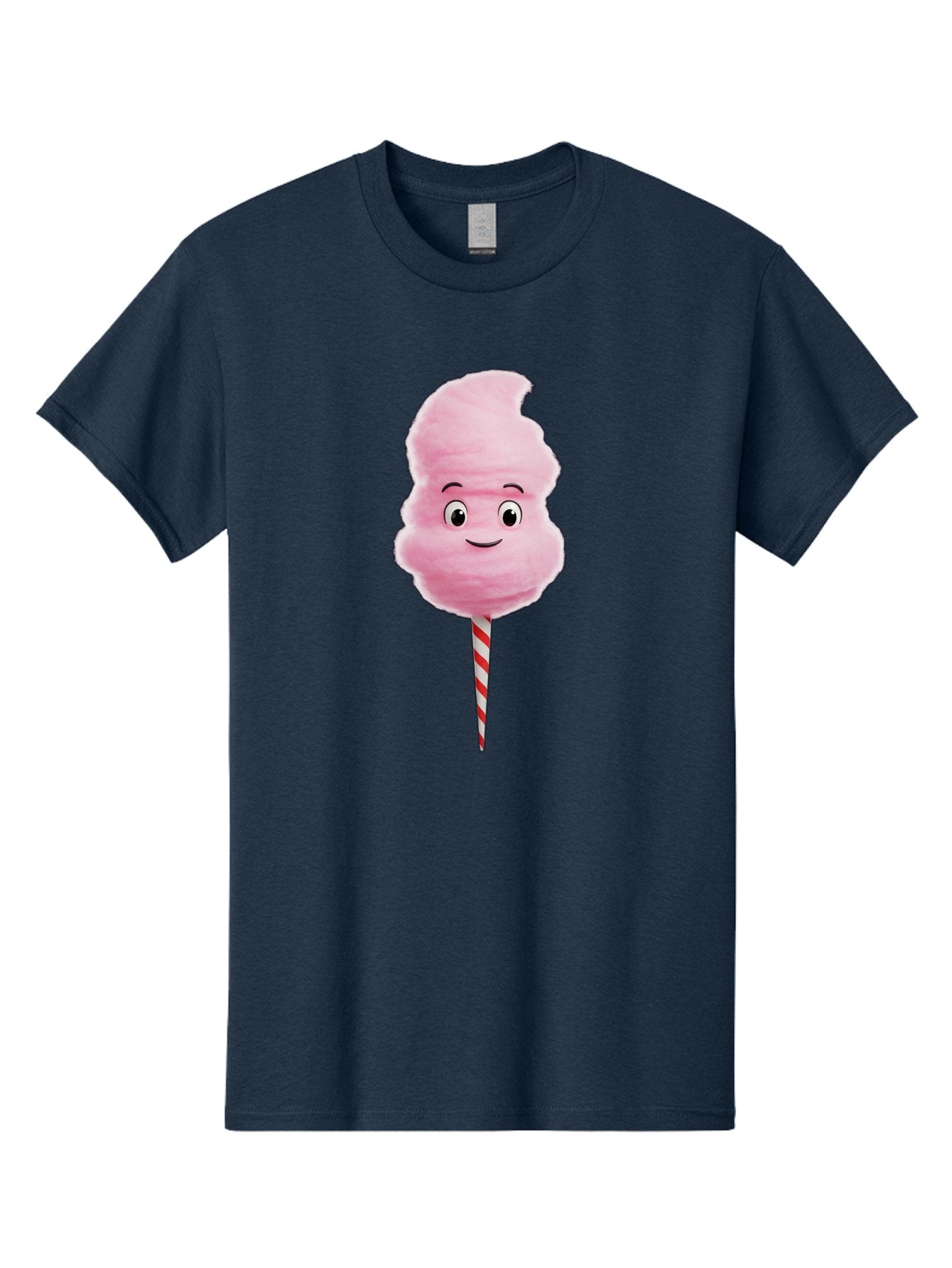 Cotton-Candy-11 Men'S Graphic Tee, 100% Cotton, Comfortable Casual Summer Wear, Machine Washable, Cotton Candy, Sweet Treats, Fluffy Pink Candy, Cartoon Character, Striped Stick, Cartoon Eyes, Smiley Face, Playful Illustration, Bac904 4